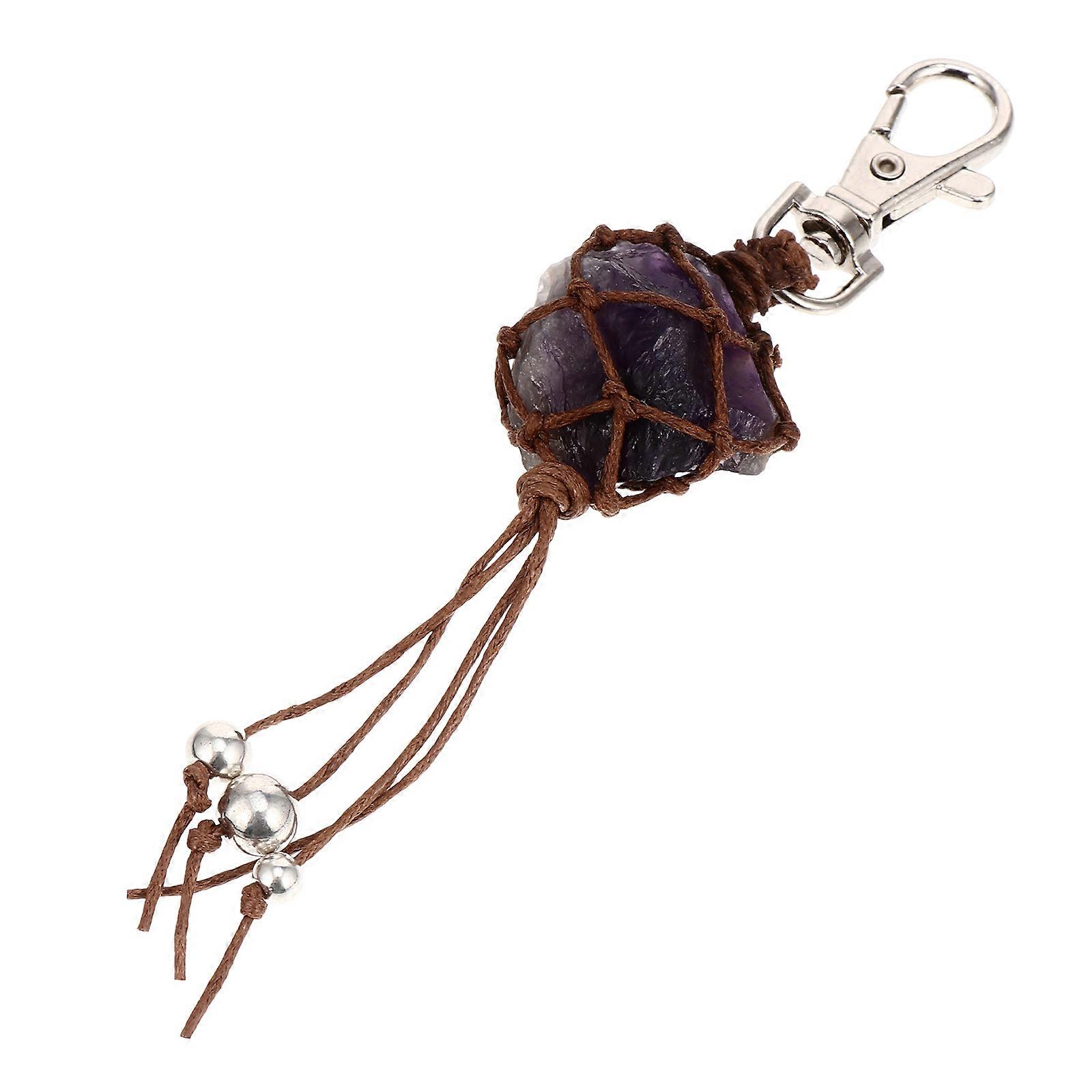 Crystal Aromatherapy Ornaments Natural Amethyst Crystals Hanging Decoration Indoor Use 14X2.5X2.5CM Purple Clarity of Thought 1Pcs