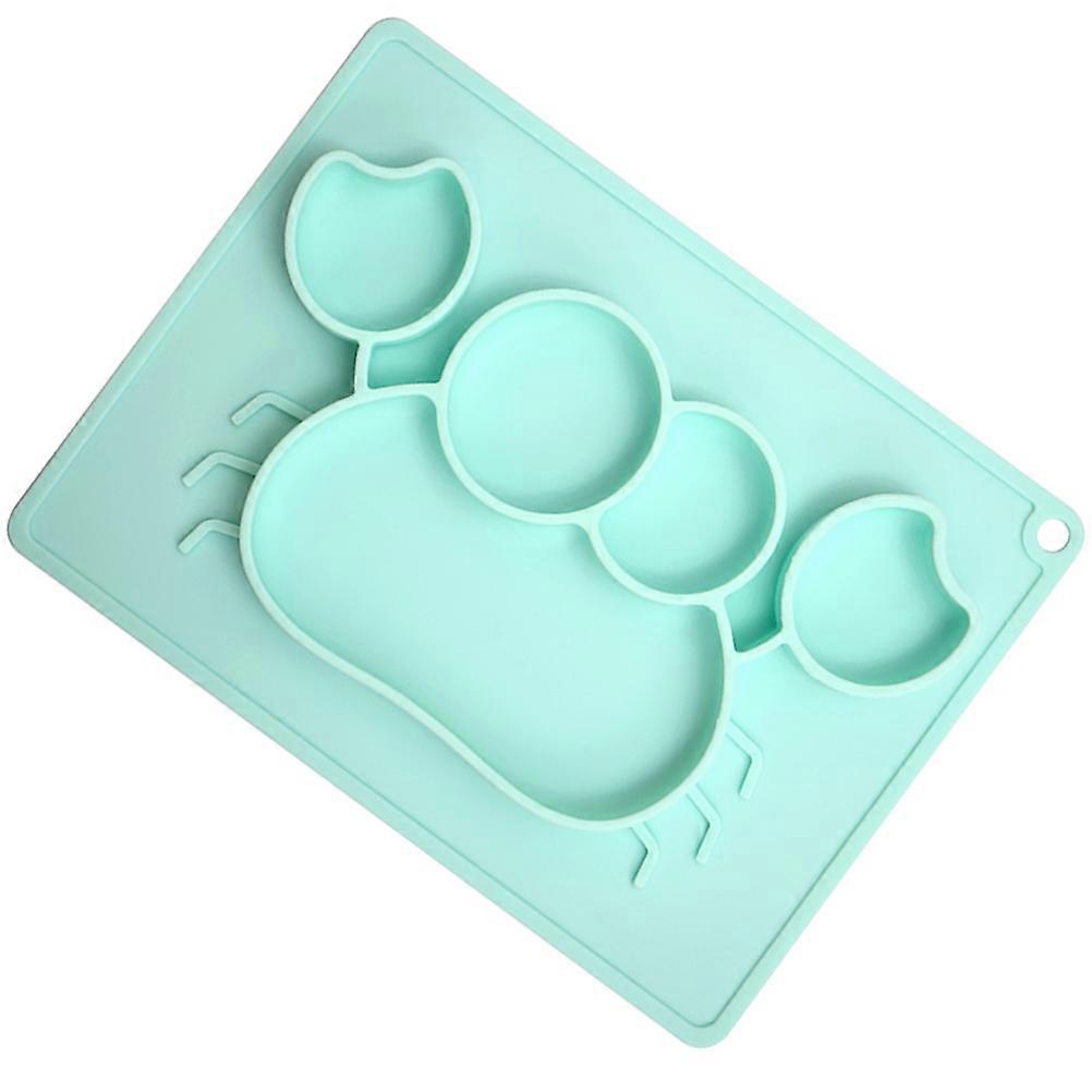 One-Piece Crab Shape Silicone Suction Dinner Plate Green For Kids Meal Organization 1Set