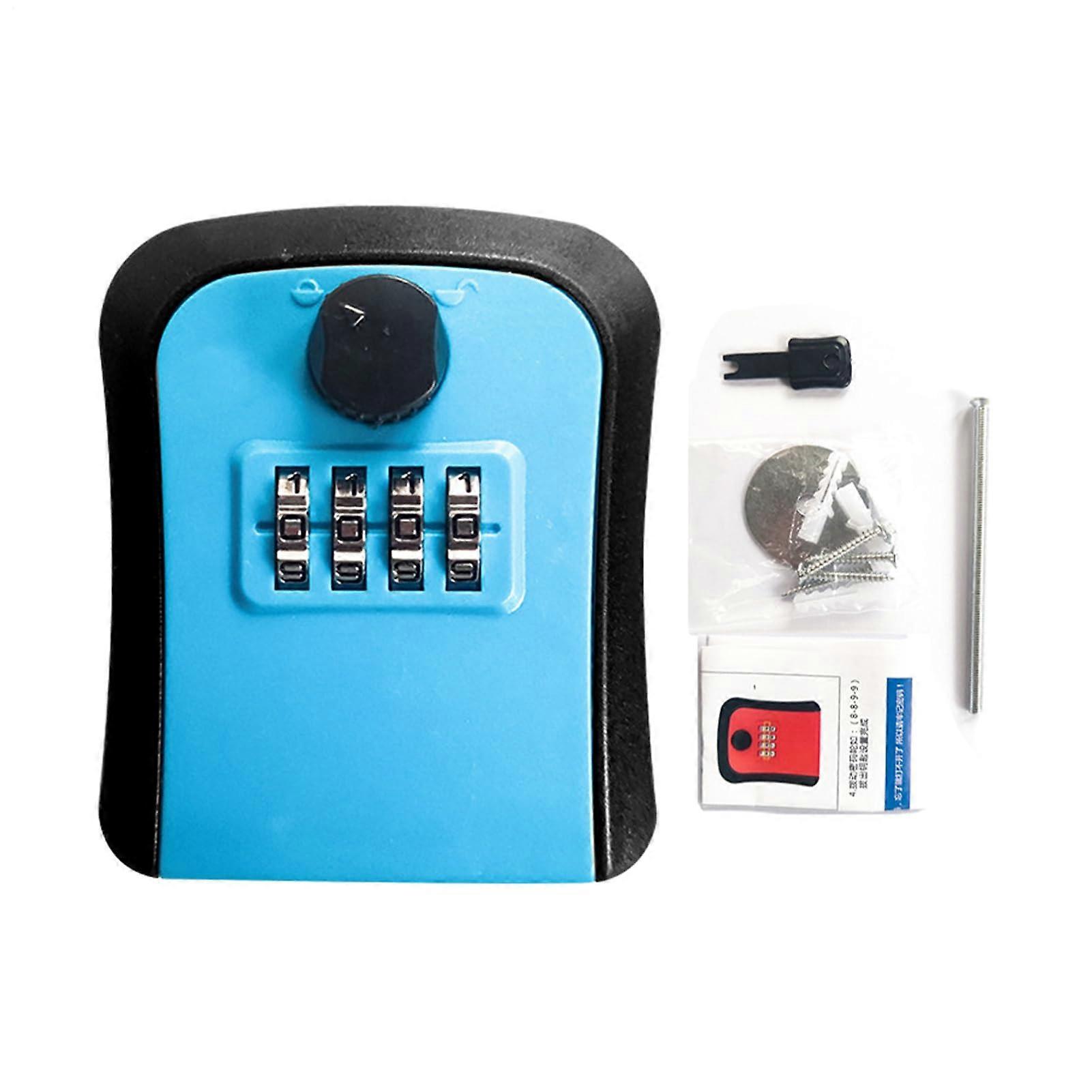 Wall Mounted Key Cabinet Metal Durable Safe Combination Box Security Holder Blue