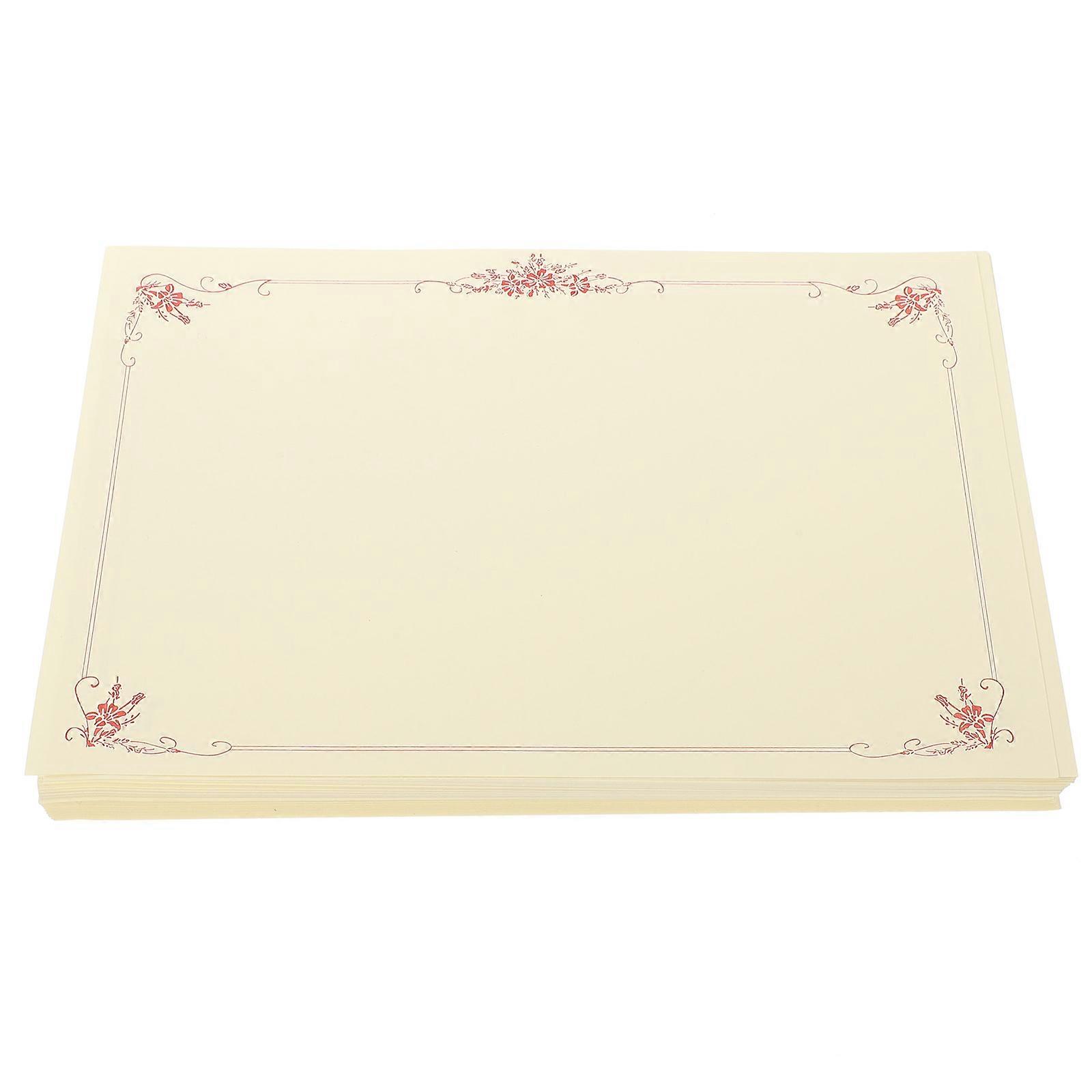 100Set Blank Certificate Papers For Office School Decoration Beige Paper