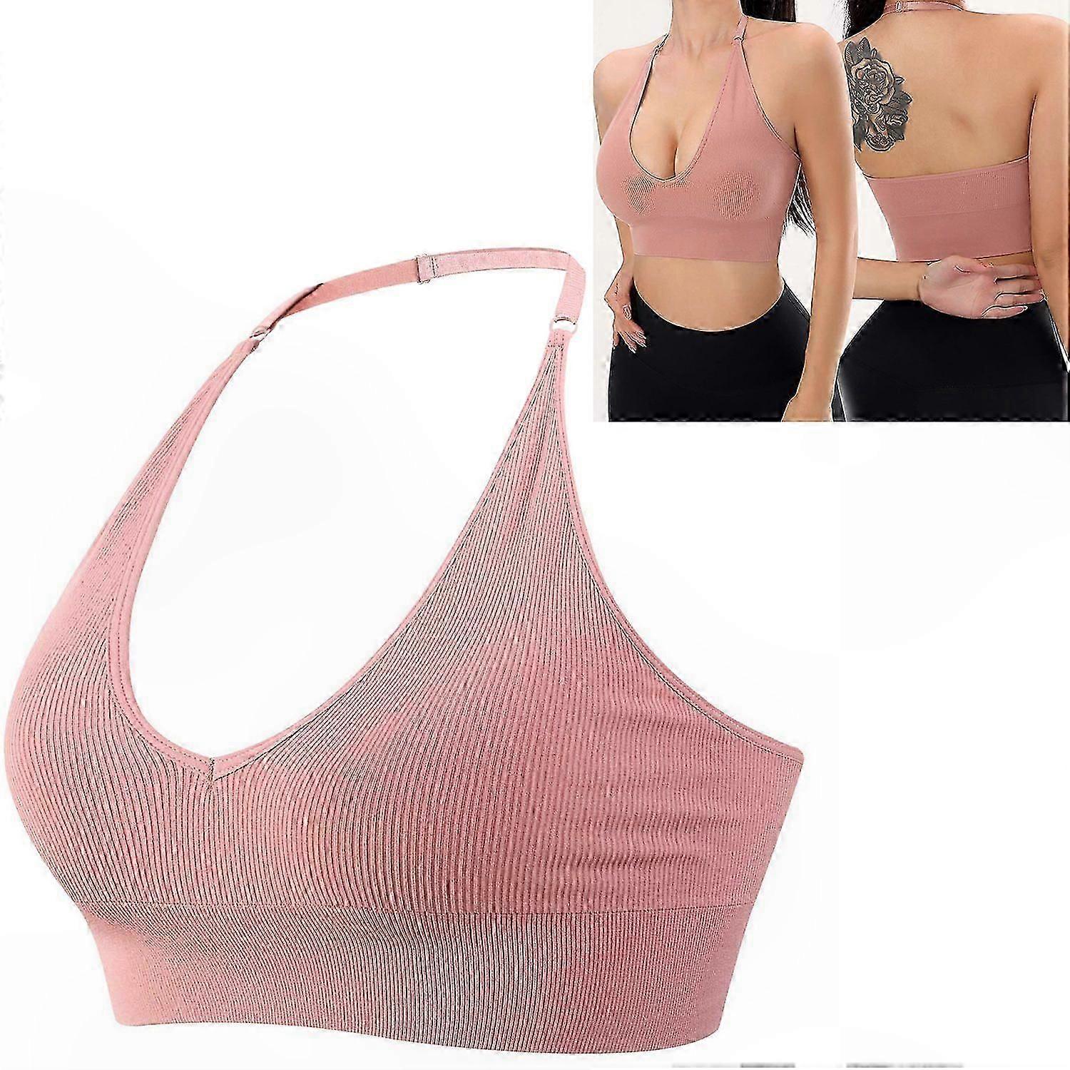 V-Neck Halter Bra with Soft Pads, Breathable and Comfortable Stylish Design for Women