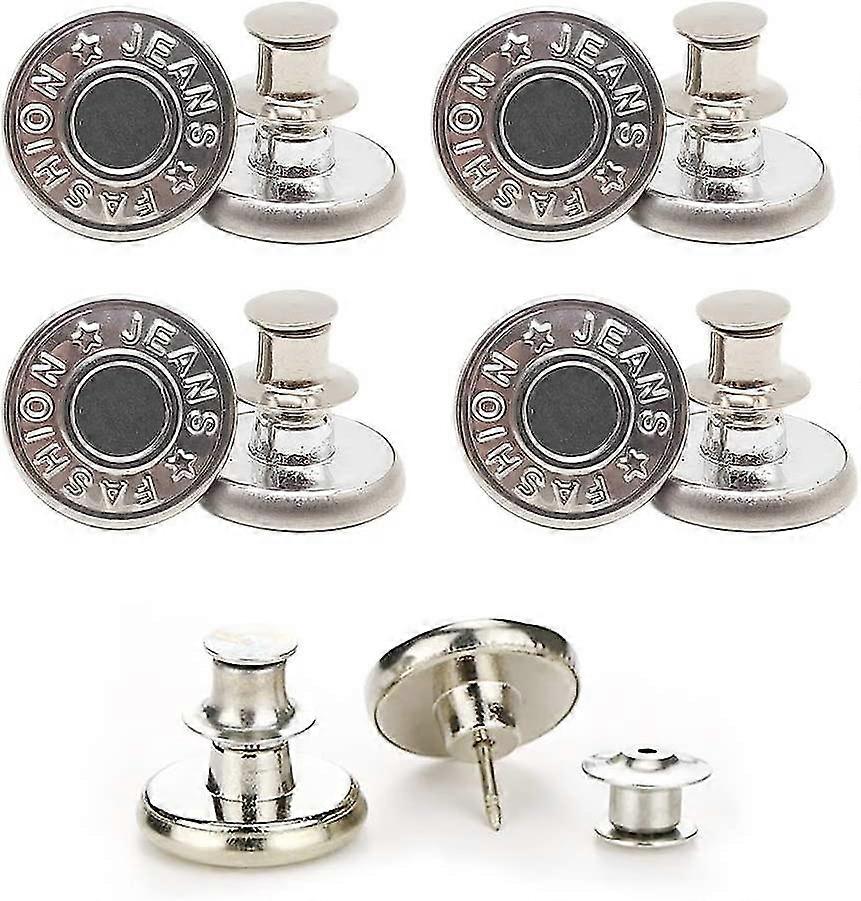 2025 Button Pins For Jeans, No Sew And No Tools Instant Jean Button Pins For Pants,4 Sets Replacement Buttons, Simple Installation
