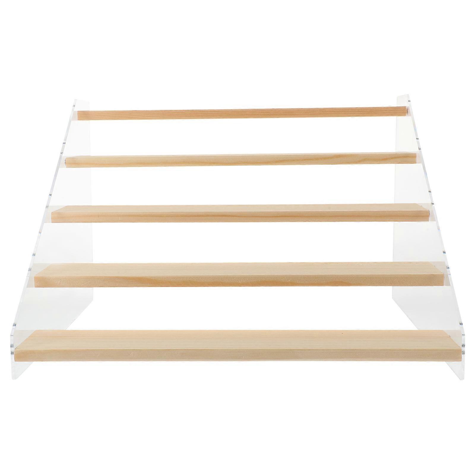 Wooden Jewelry and Perfume Display Stand for Home Storage Khaki Color Simple Design 3 Tiered Shelf
