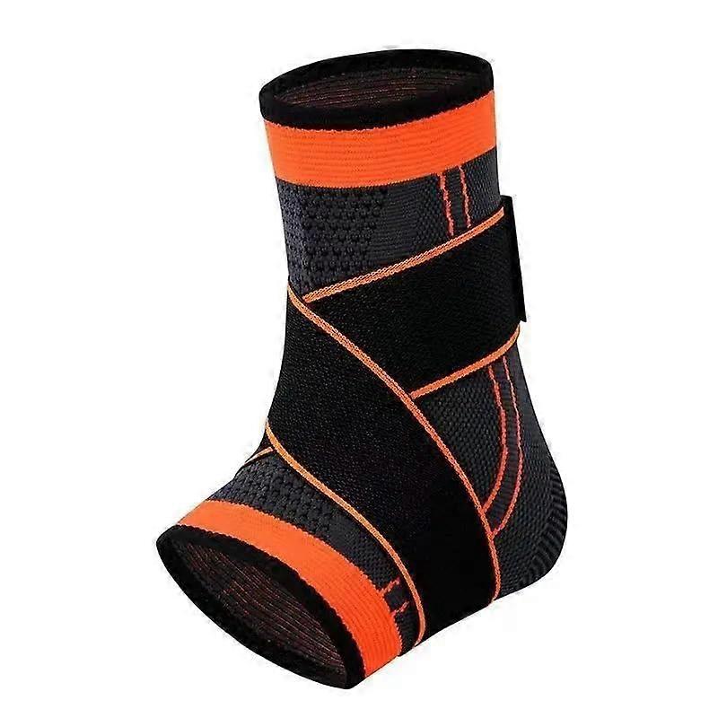 Ankle Brace Adjustable Compression Support for Running, Football & Basketball, XL Orange Nylon Knitted Strap