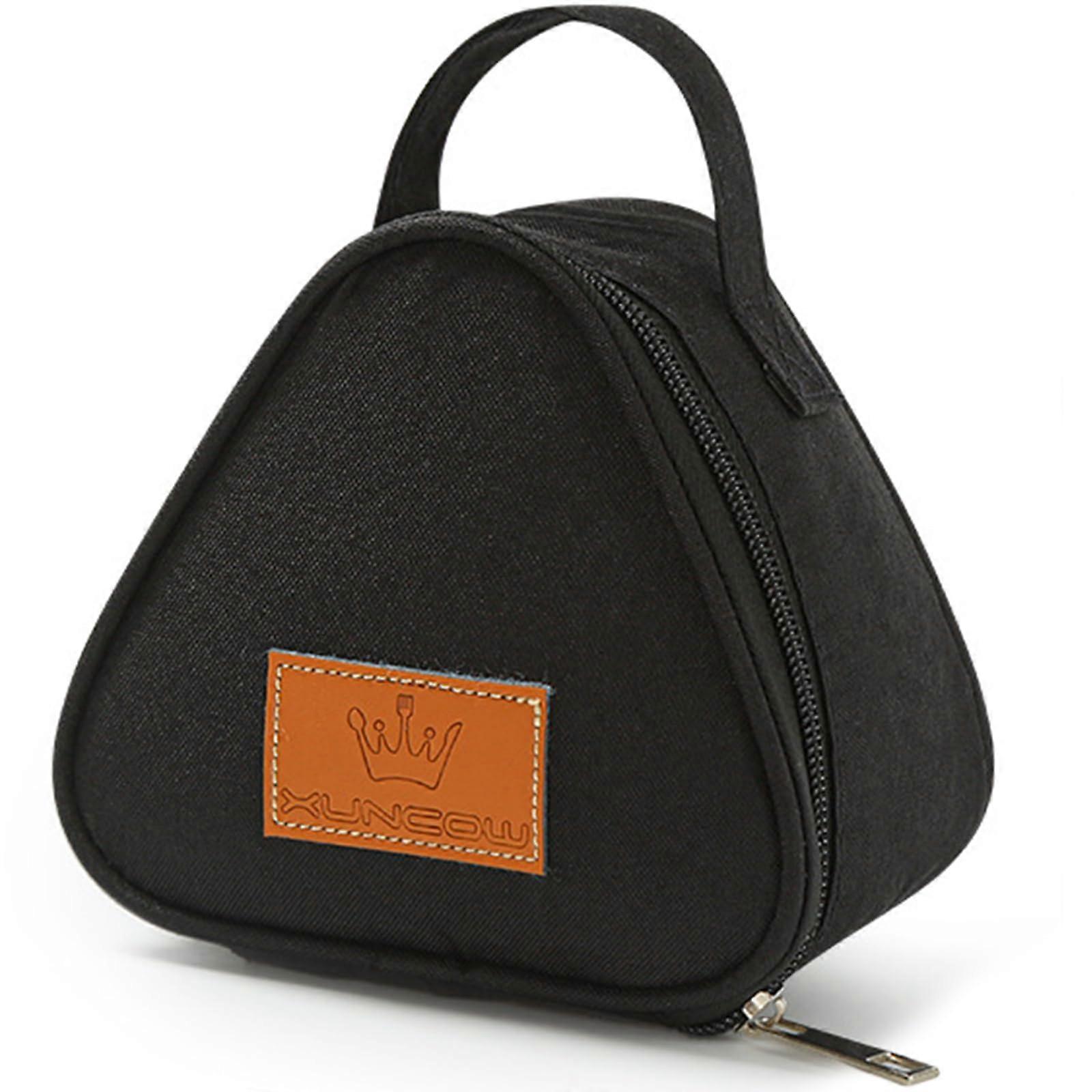 Triangular Insulated Bag Small Reusable Snack Bag Sandwich Bag With Handle Zip Closure Lunch Box For Work Picnic Black