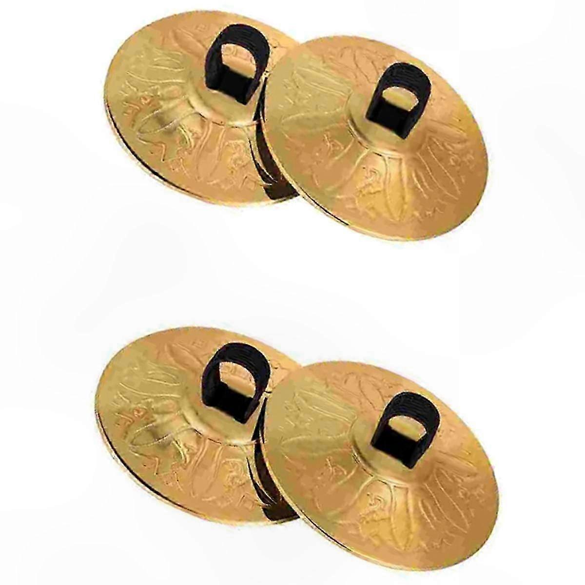 Set of 4 Mini Musical Cymbals for Dance & Performance, Copper Finger Saucers
