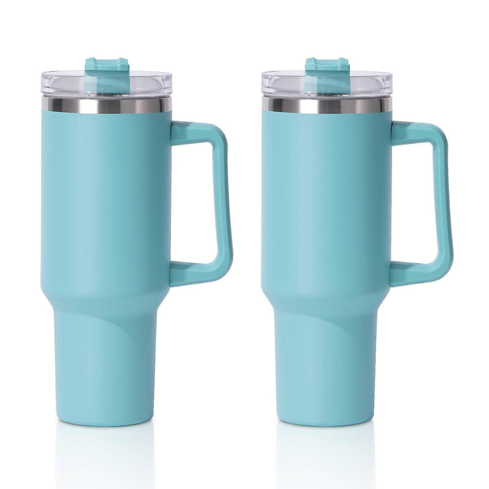 2PCS真空マグカップ40oz断熱マグサーマルカップ304ステンレス鋼蓋とストロー付き