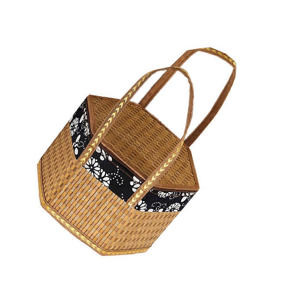 Elegant Woven Gift Basket with Cover for Storage Use Assorted Color Synthetic Material 6 Sides