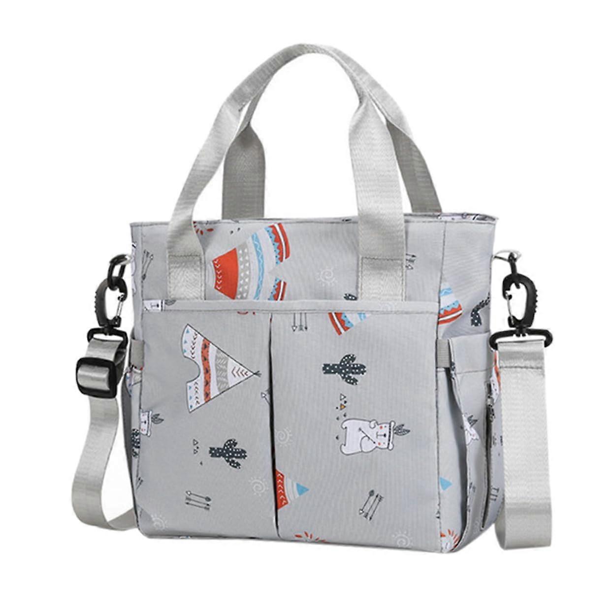 Diaper Bag With Insulated Bottle Holder, Large Capacity Nylon Mummy Tote, Stroller Organizer Keeps Bottles Hot Or Cold