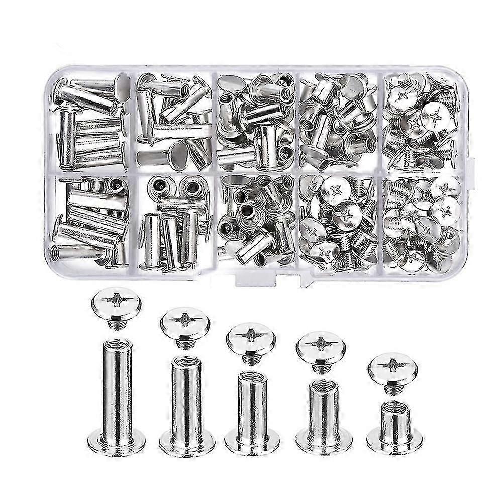 80 Sets Chicago Screws in 5 Sizes (6-18mm) for Leather, Bookbinding