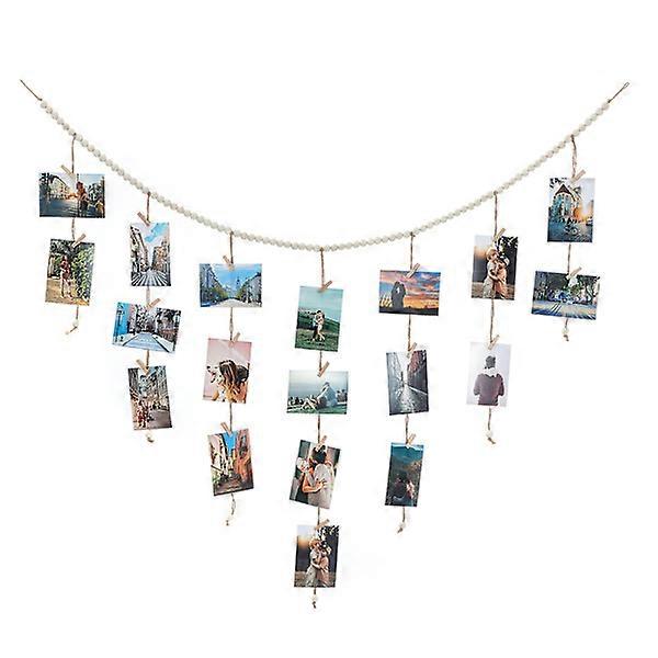 Hanging Photo Display Set, Bohemian Wall String with 30 Clips