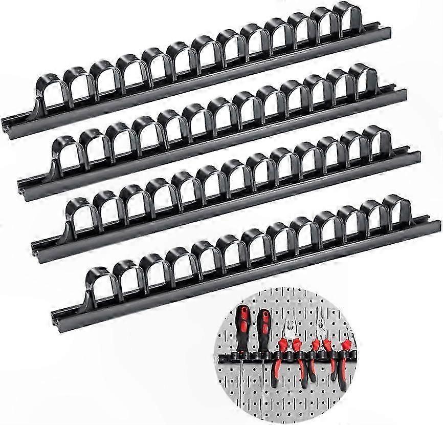 Black Screwdriver Organizer for Garage or Workshop - 4 Pack Wall-Mounted Tool Storage