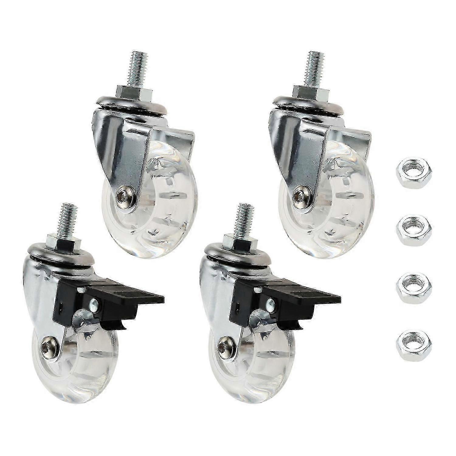 4 قطع 2 بوصة M8x15mm المسمار الخيوط الجذعية عجلات مكتب كرسي عجلة عجلة دوارة واضحة مع عجلات دوارة