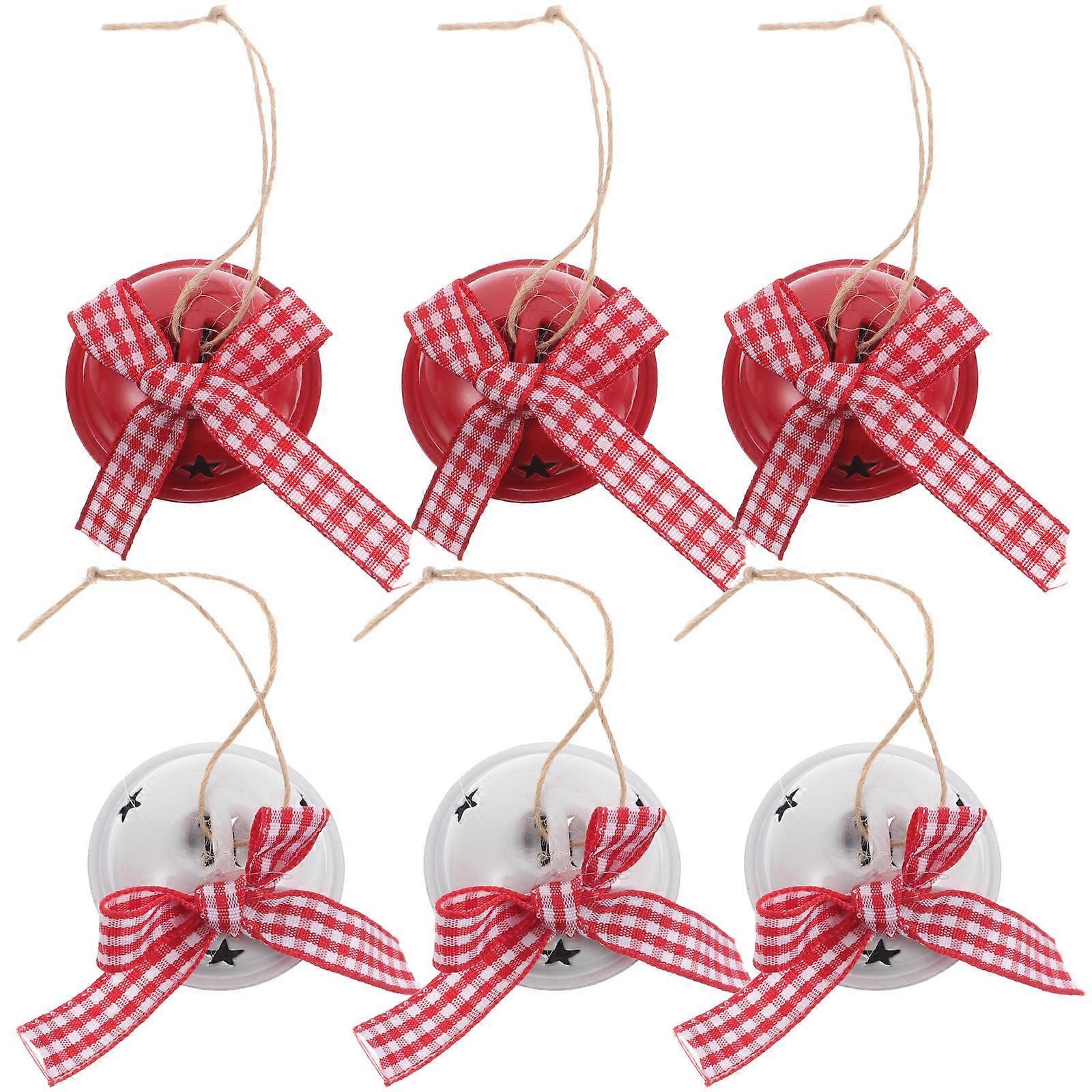 Rustic Iron Bell Ornament with Charming Bow for DIY Hanging Assorted Color 6 Pieces