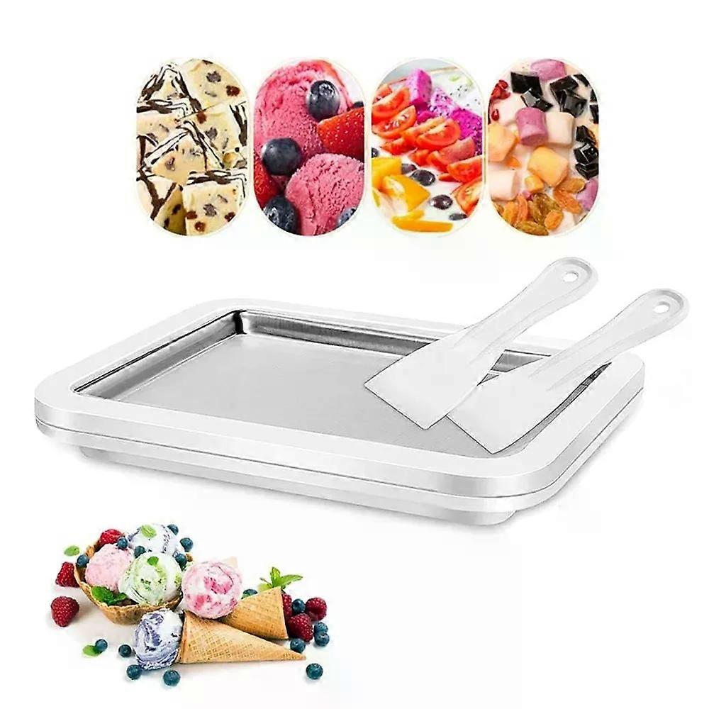 Ice Cream Maker Pan with 1 Scraper Instant Rolled Ice Cream Maker DIY Sorbet Frozen Yogurt Maker