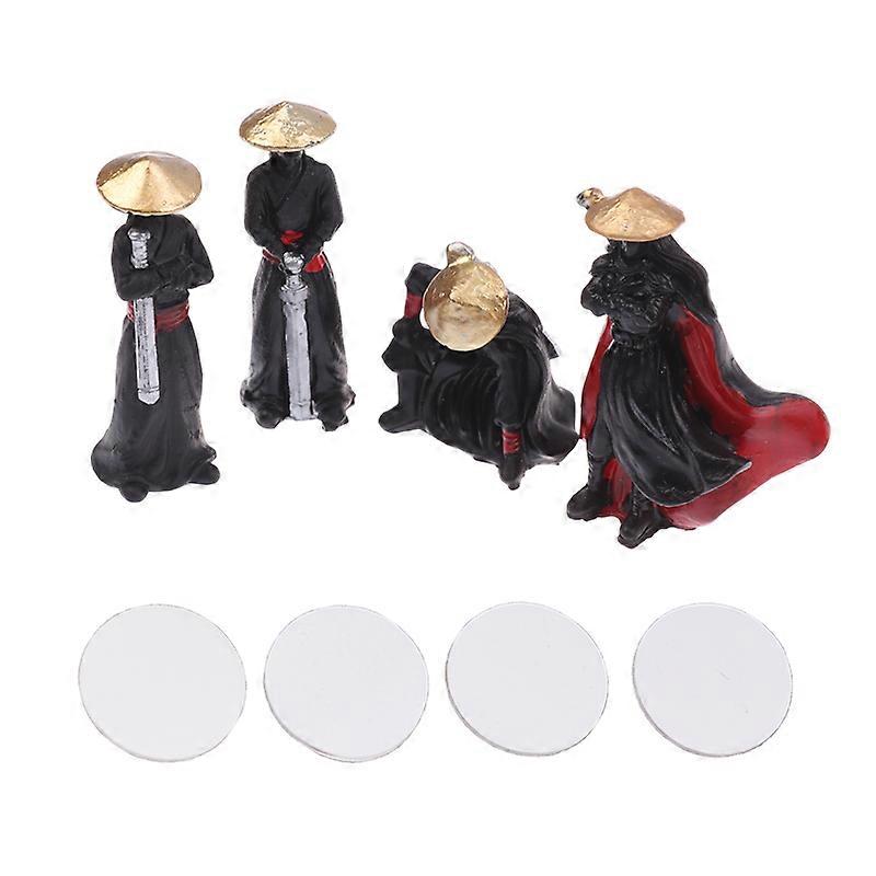 4Pcs/set Resin Mini Figures Model Ancient Japanese Chinese Ninja Samurai Warrior Modeling Cool Miniature Car Decoration Gifts