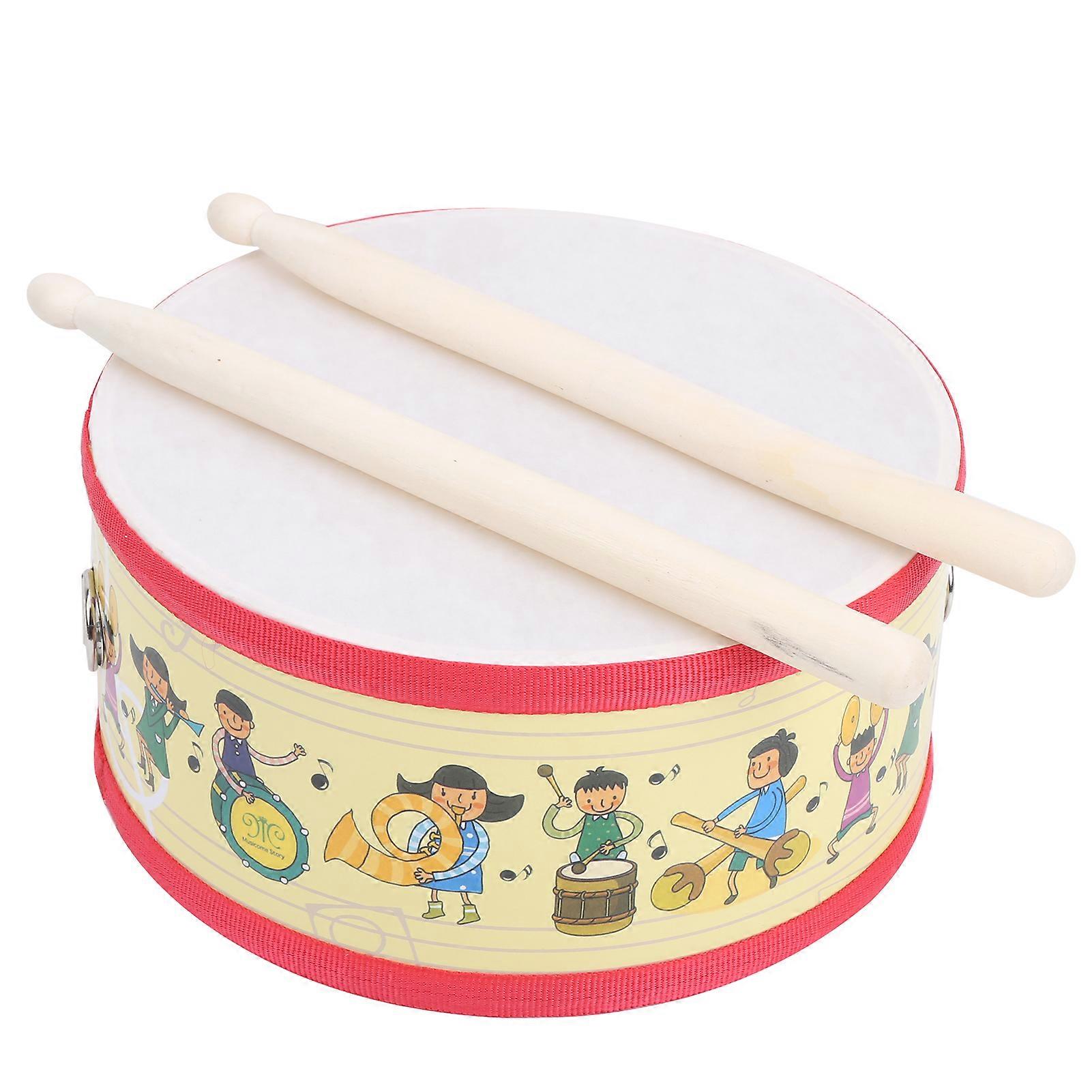 Wooden Kid Hand Drum Set Double Side Beat + Drumstick Mallet