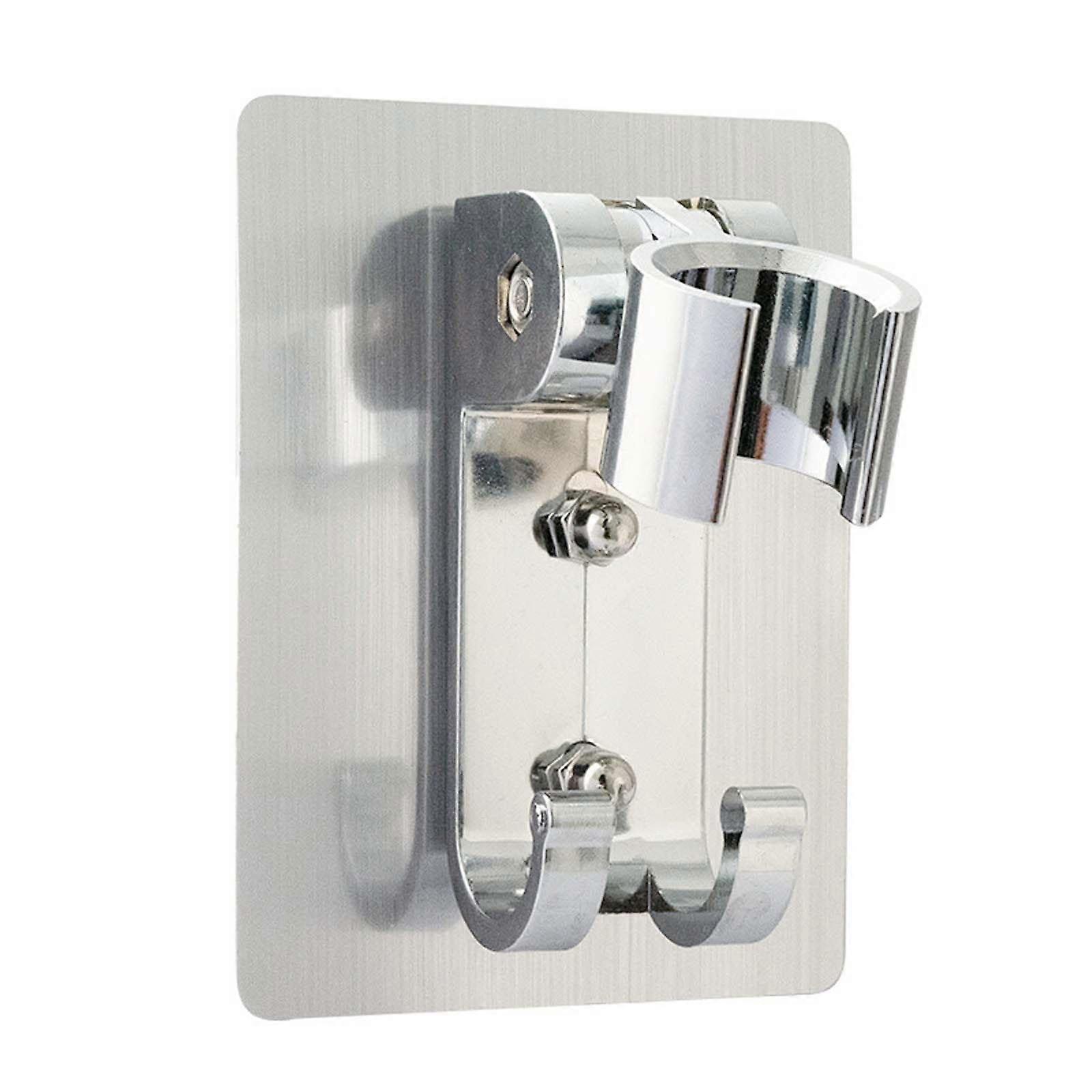 Shower Holder Bracket Space Aluminum Handheld Shower Wand Holder, Adjustable Angle, Invisible Sticker Mount, Square Hook Style Hose Holder