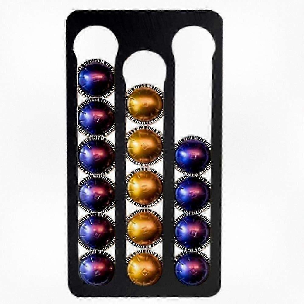Wall-Mounted Coffee Pod Holder for Vertuo Capsules, 17-Capsule Storage Rack, Stylish Black Design