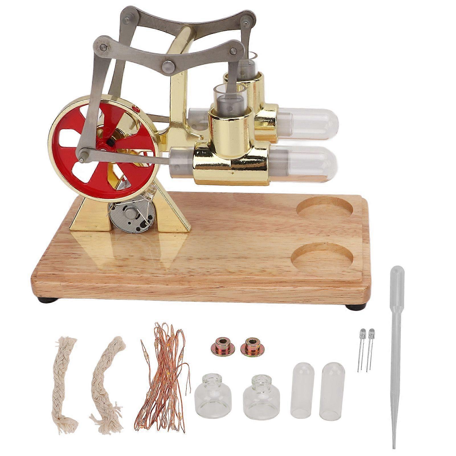 Stirling Engine Model Scientific Physical Model Golden Two Cylinder Balance Stirling Engine Model Educational Toy