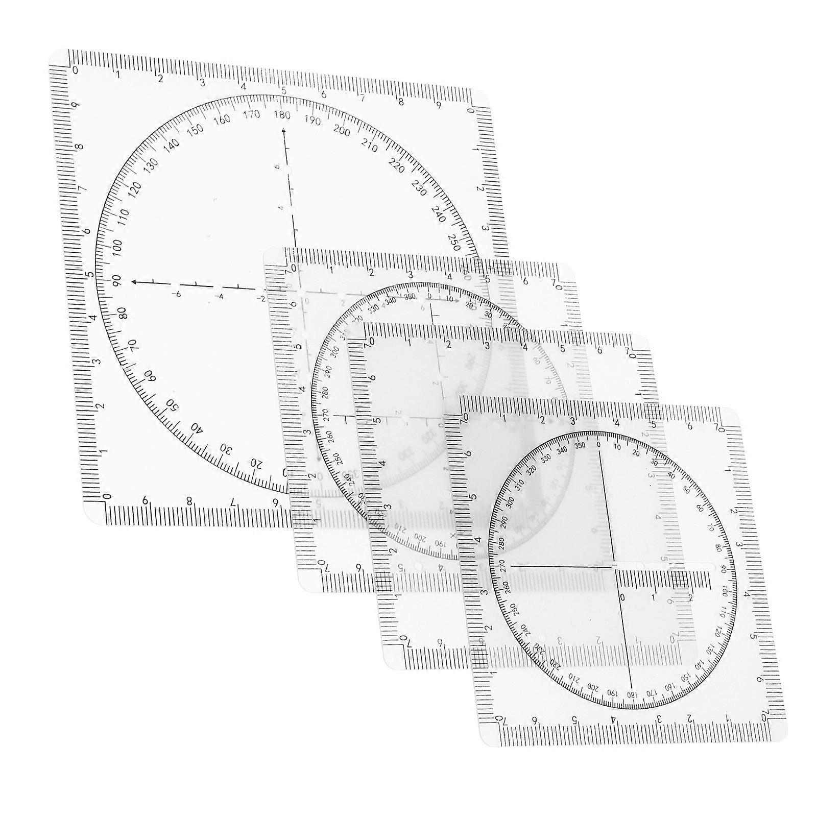 PVC Students Math Functions Drawing Ruler for School Supplies 4Sets