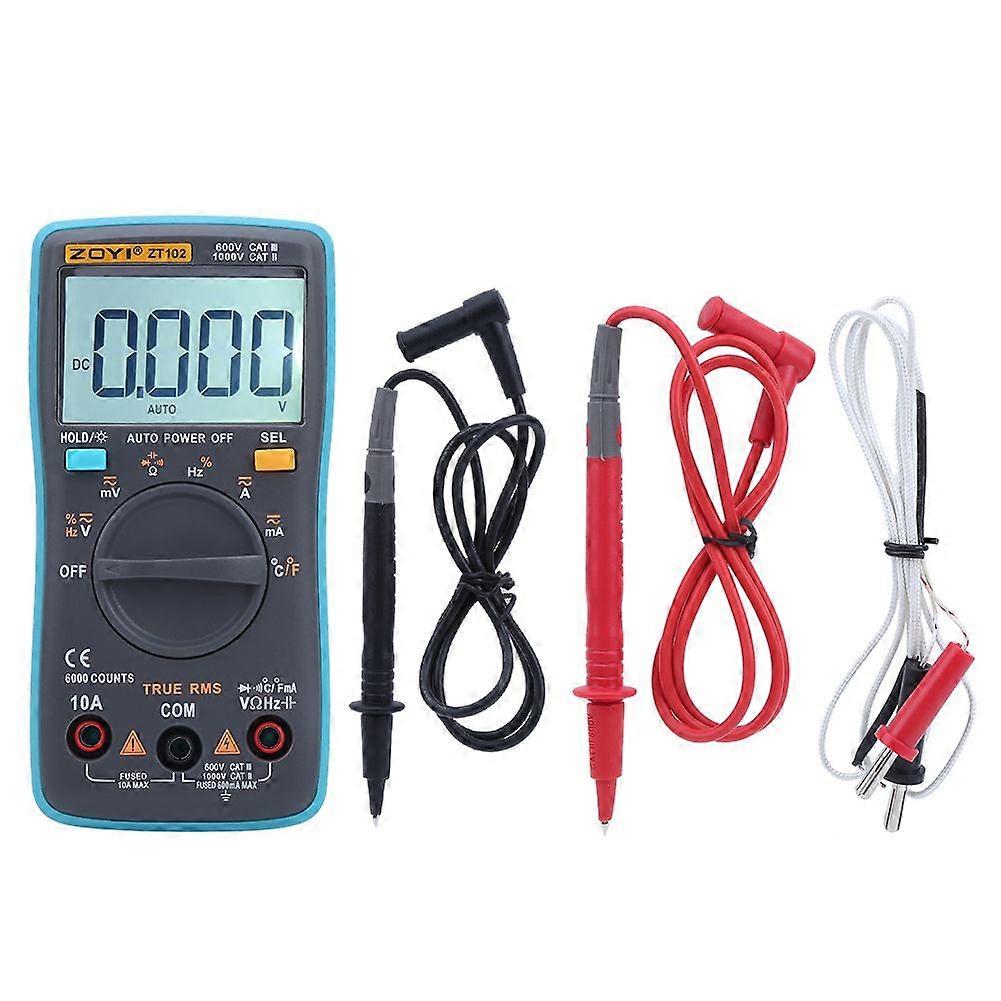 ZT102 Digital Multimeter AC DC Voltmeter Diode Current Capacitance Tester with Backlight 6000 Counts