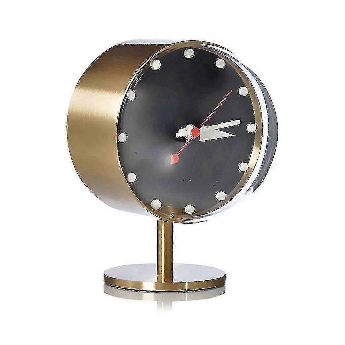 Table Clocks Retro For Decoration Modern Design Brass Quartz Silent Desktop Clock Home Decor(gold)