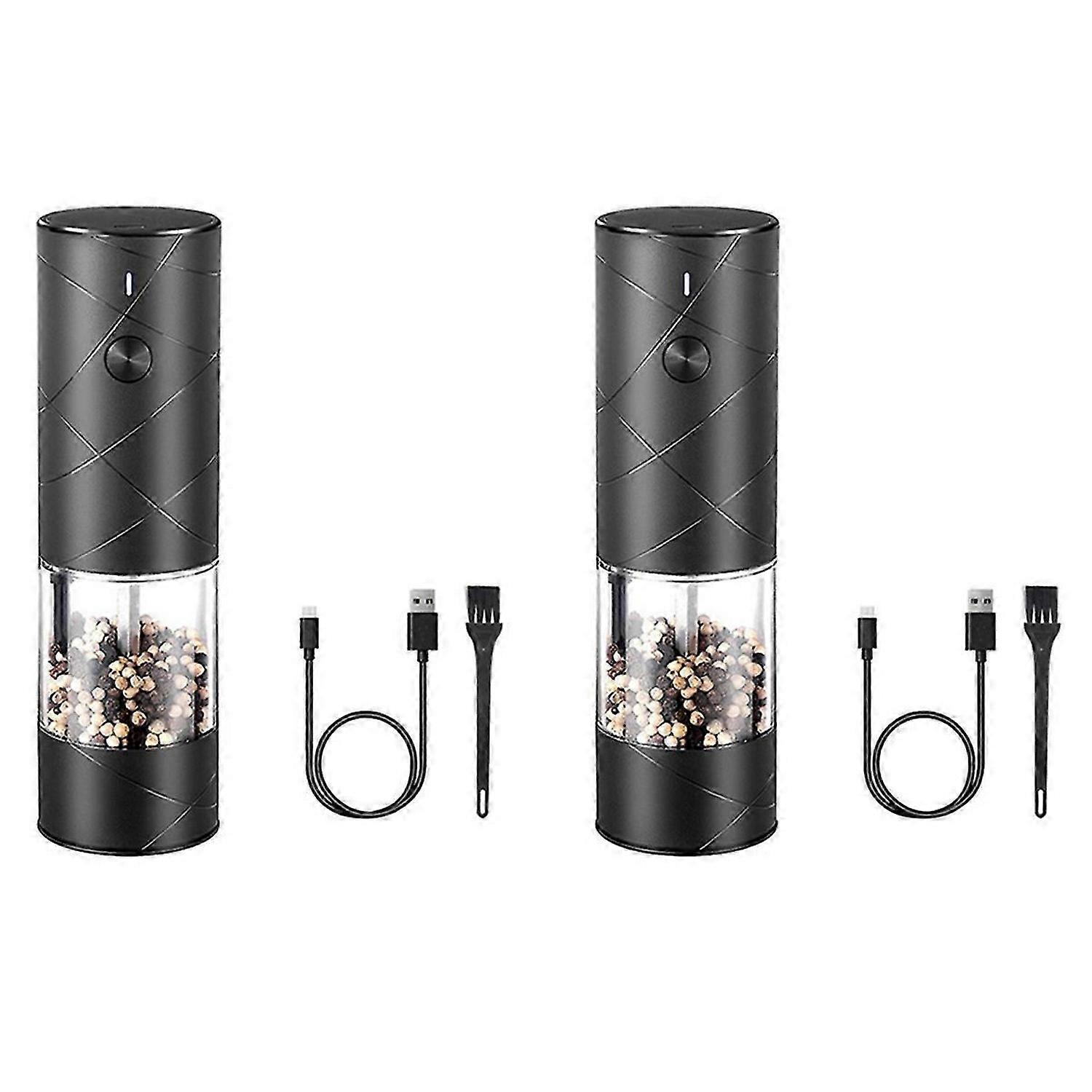 Electric Automatic Mill Pepper and Salt Grinder with LED Light Black