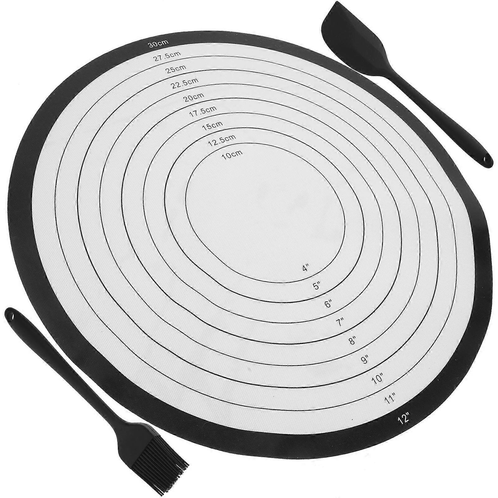 Pastry Mat Dough Users Black Silicone Dual Measurement Easy to Clean 1 Set