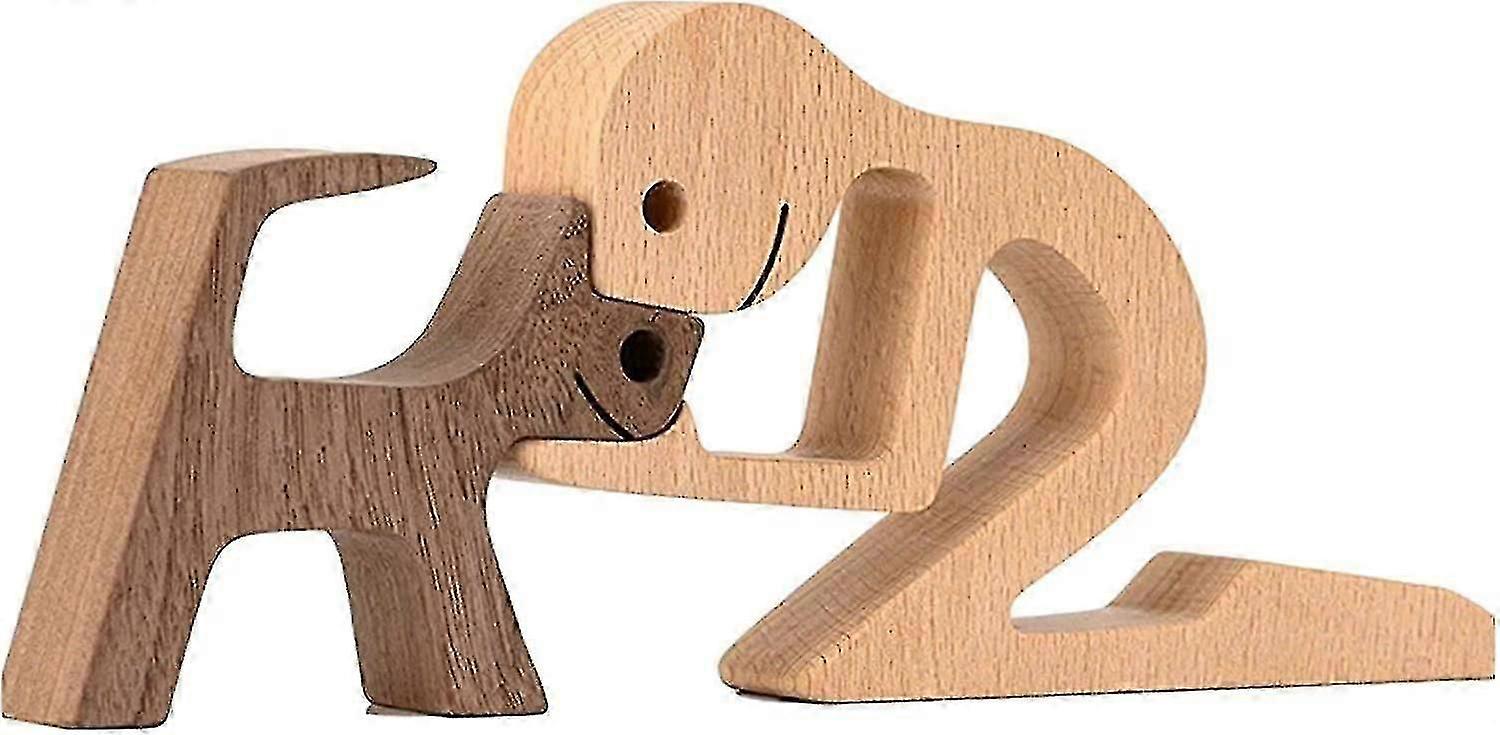 Carving Decorations - Wooden Carving Decoration Animals, Carved Solid Wood Dog Decoration To Handmade Wooden Puppy Sculpture Creative Desktop Crafts D