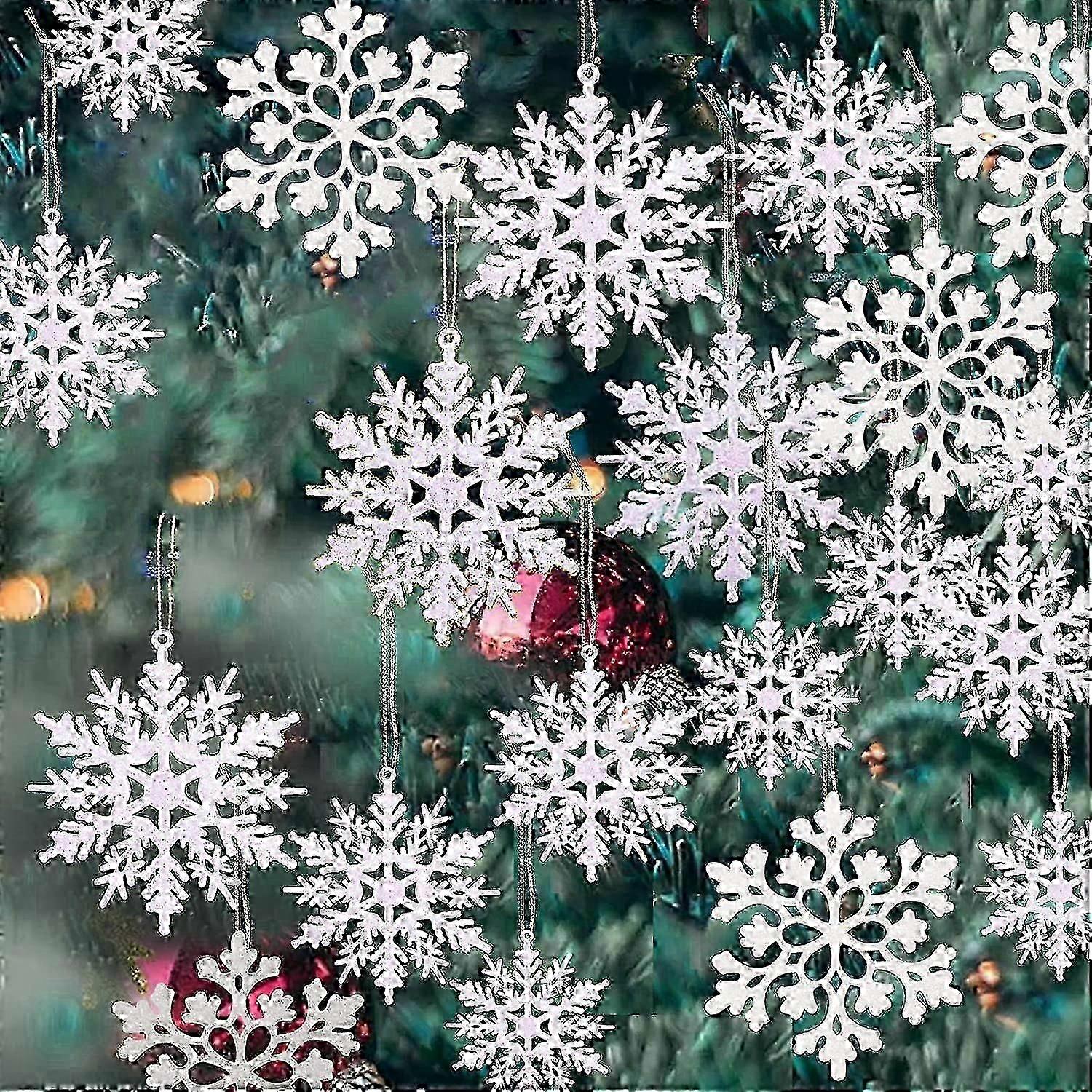 36 Pack Plastic White Snowflake Ornaments