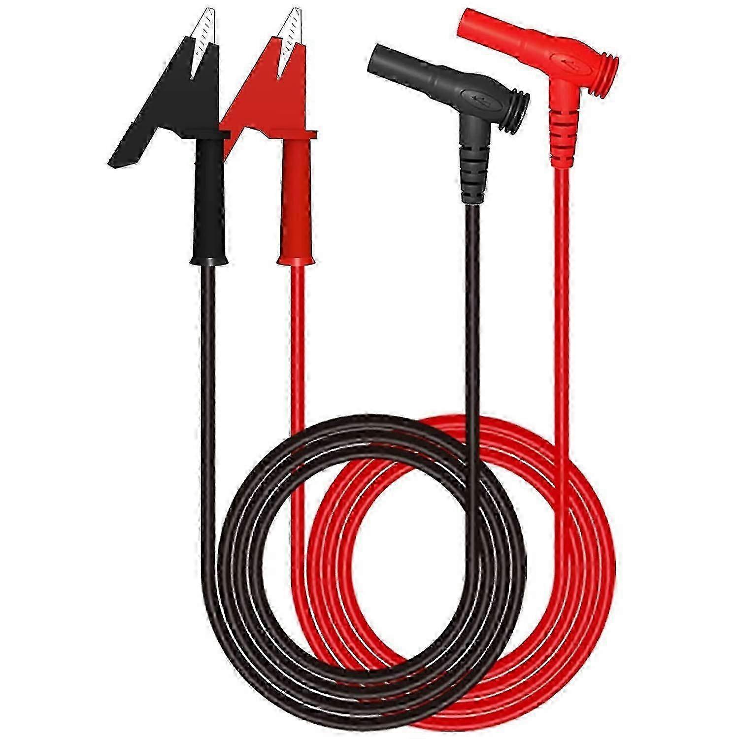 2 Pcs Multimeter Test, Right Angle to Alligator Clips Soft Test Cable Leads for Electrical Testing 3.3ft/1m
