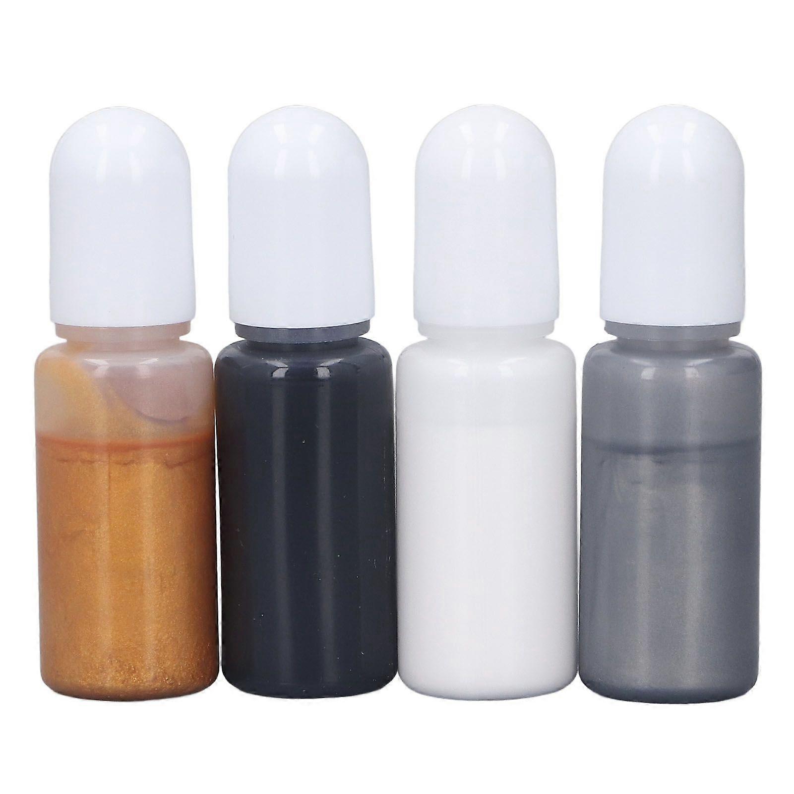 Epoxy Resin Pigment 4 Colors High Concentration Colored UV Epoxy Resin Dye for Resin Jewelry Making Casting Figurines Set 9 White, Silver Gray, Gold,