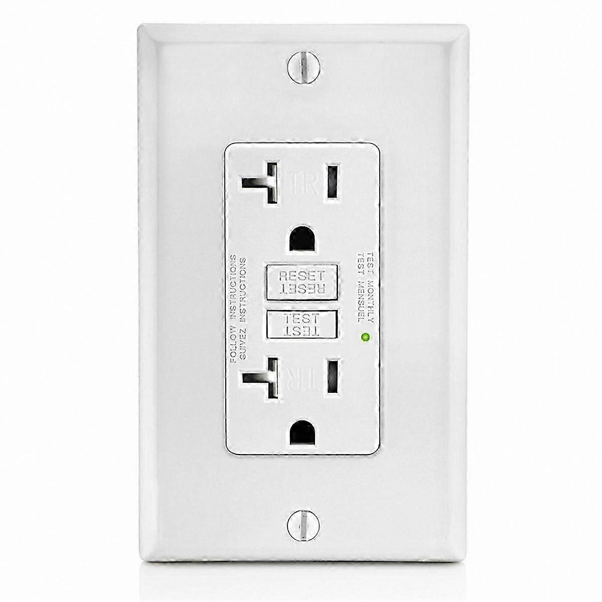20A GFCI Outlet with LED Indicator, Tamper-Resistant Ground Fault Circuit Interrupter Receptacle
