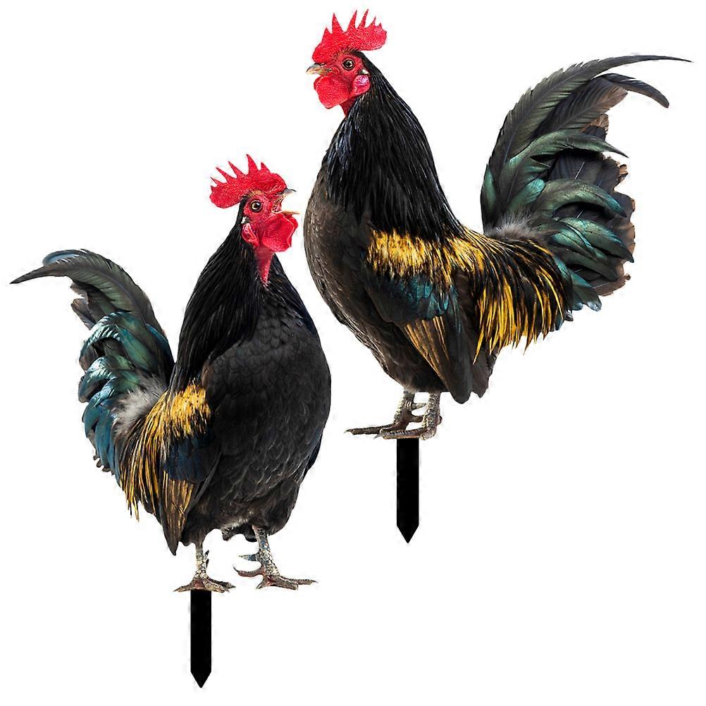 Garden Decorations Acrylic Rooster Stake for 10Pcs Yard Display