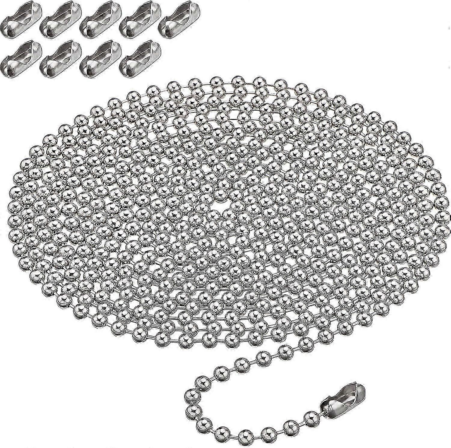 Rollokette Ersatzkette - Vorhangteile - Rollokette - 3 Meter Metallperlenkette mit 10 Metallperlenknöpfen