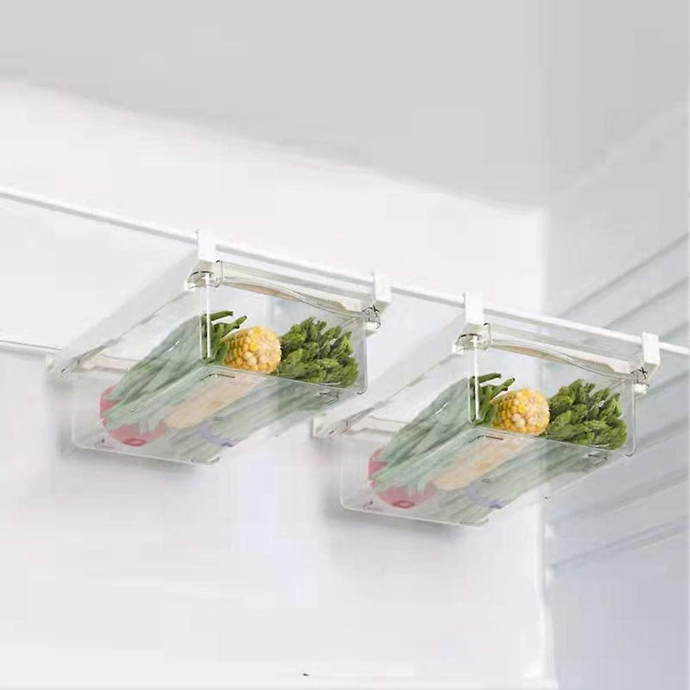 Fridge Organizer Bins with Handle and Egg Container, 2 Pack Vegetable Storage Bins for Refrigerator Shelf Under 0.6 Inch