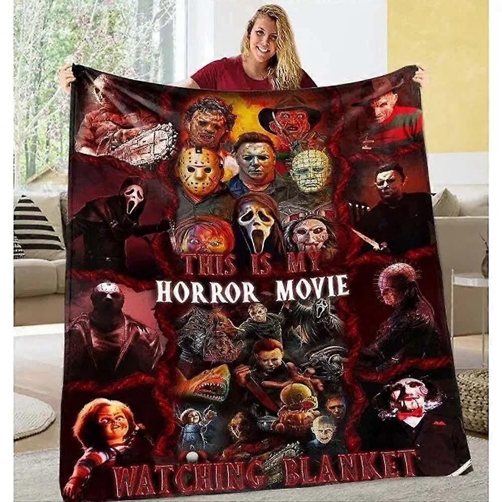 Horror Movie Watching Blanket Edition Halloween Quilt, Name Blanket, 51.2 x 59 Inches