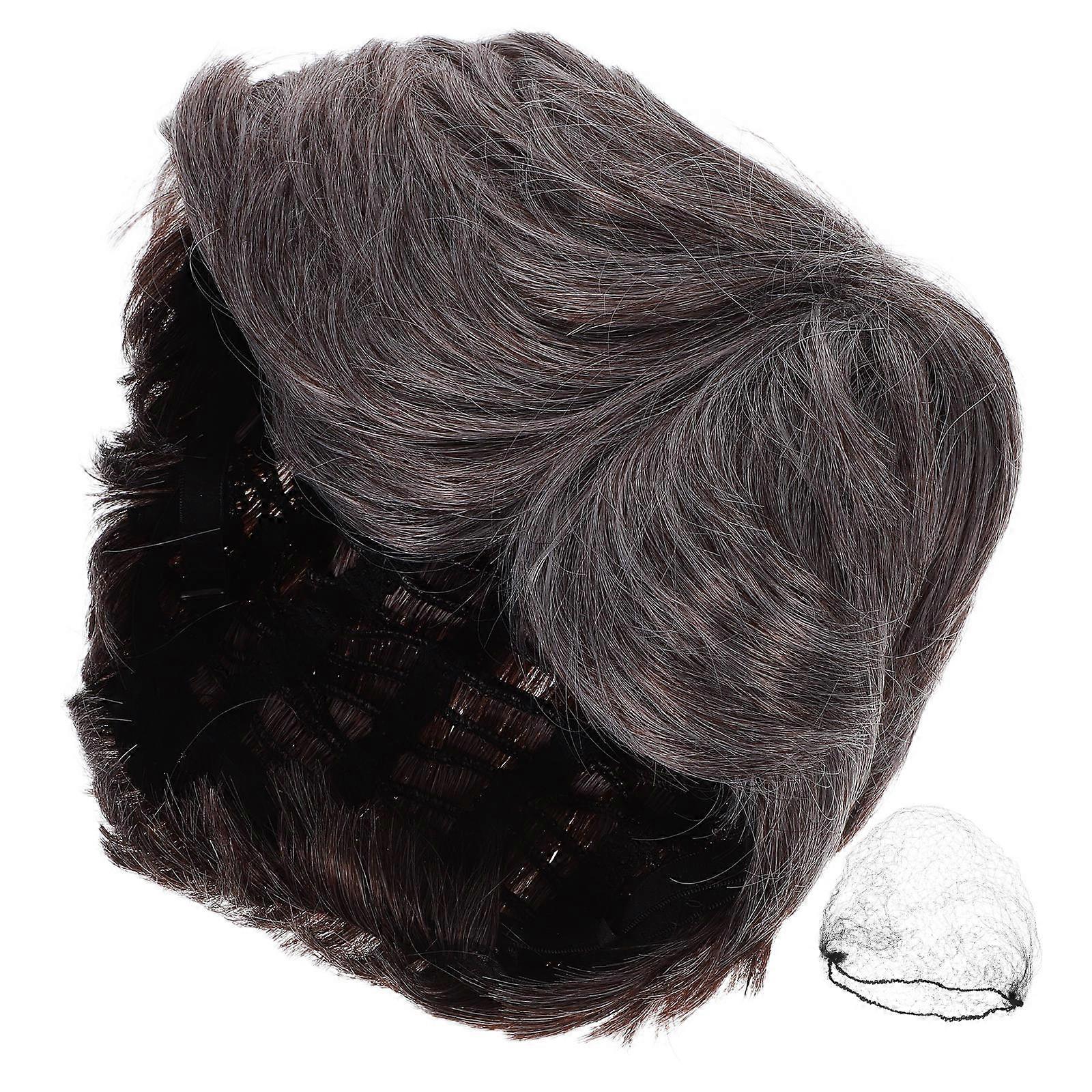 Heat-Resistant Wig For Men Grey Synthetic Short Side Part Design Realistic Texture Comfortable Wear For Daily Use And Parties 1Pcs