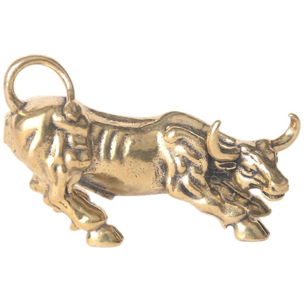 Brass Cattle Figurine Decorative Adornment For Bookshelf 1.9x1.7x1.1In 3Pcs