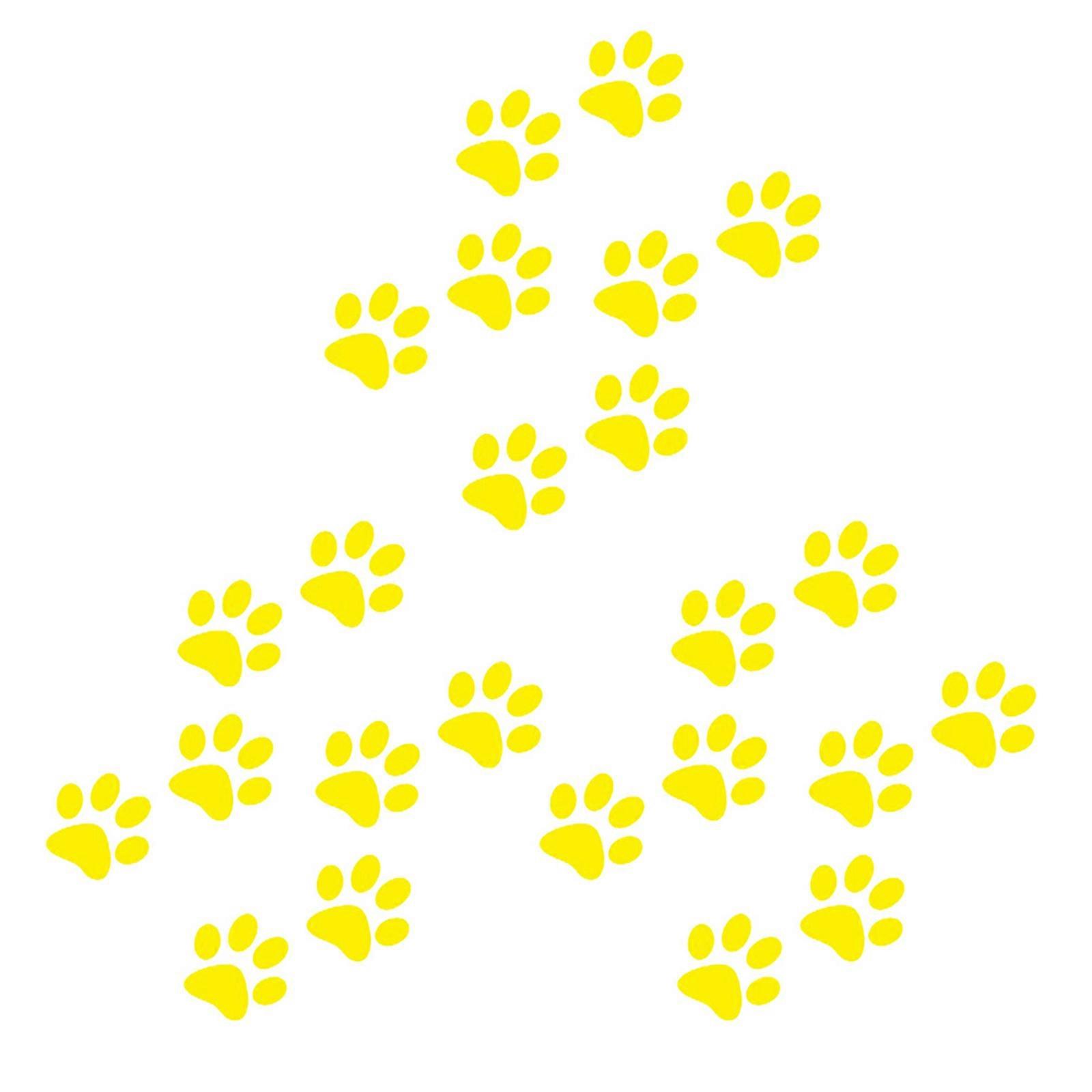 Cat Footprint Car Sticker 3D Design For Vehicle Yellow PVC 24Pcs