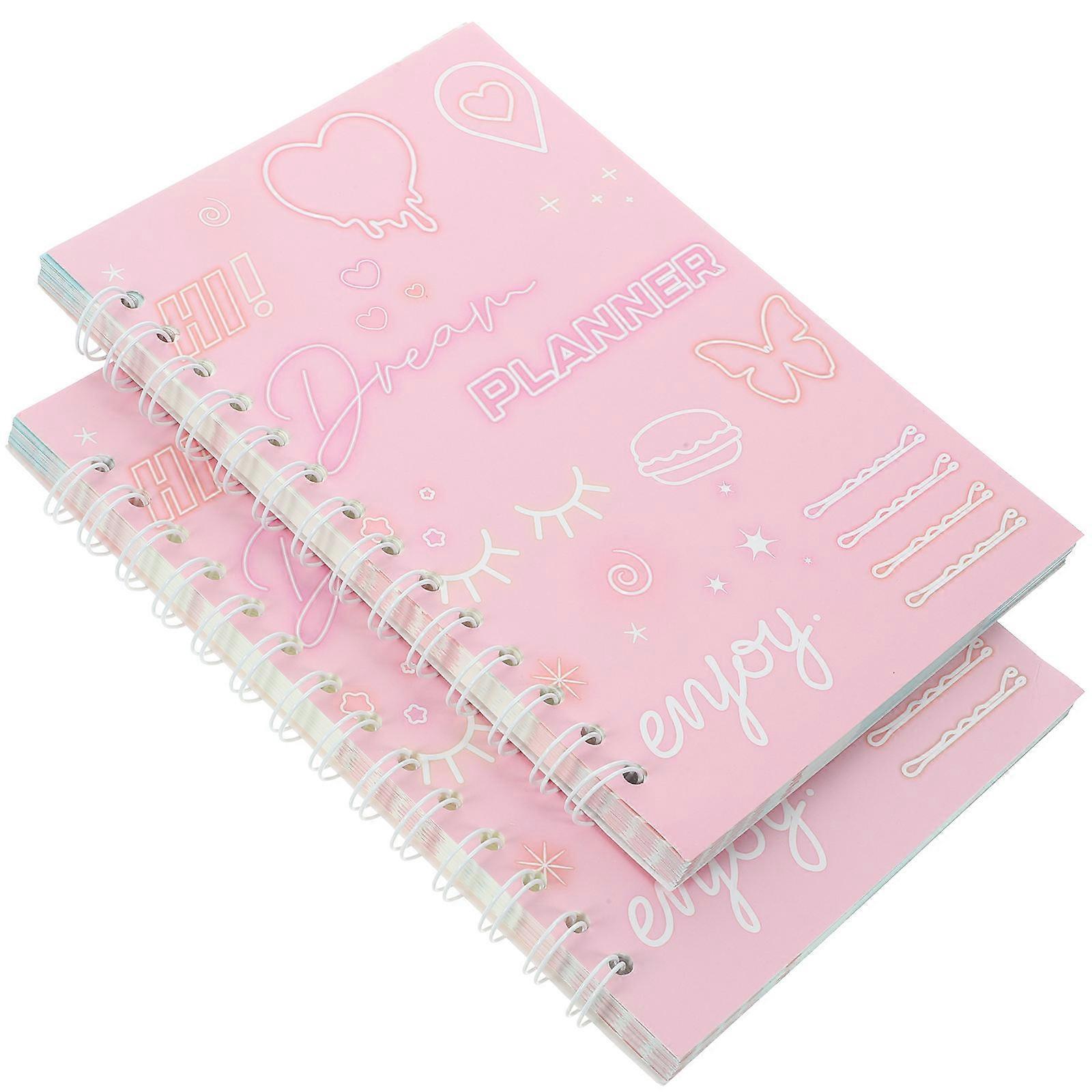 Students Daily Planner Notepad 8 Pcs Undated Notebook Pink Color Modern Design Perfect For Gifts And Recording Schedules