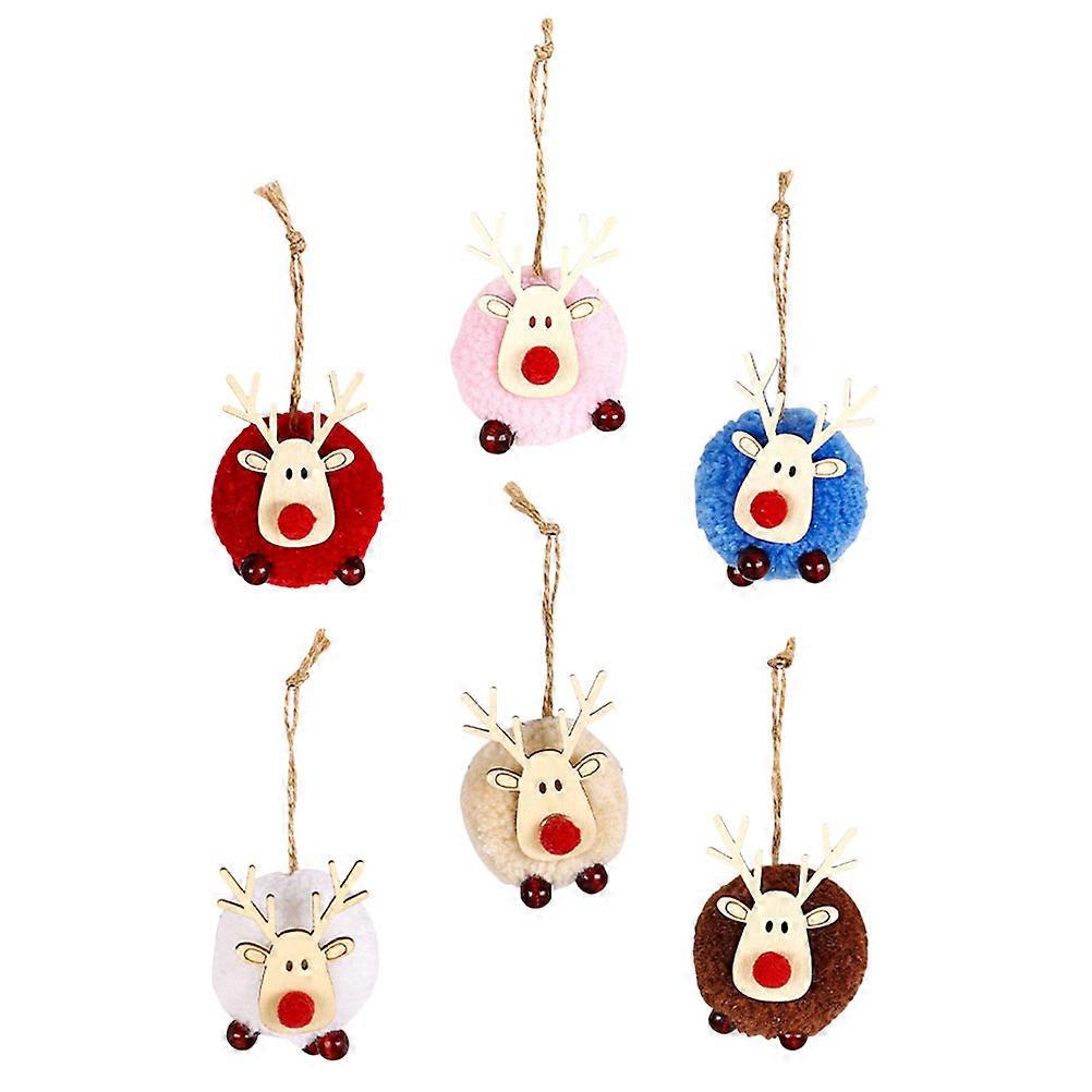 Xmas Tree Decor Hanging Ornaments Deer Wool Ball for Christmas 12Pcs