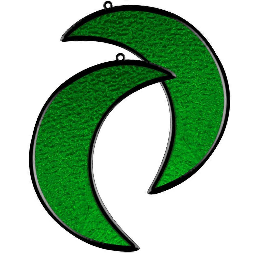 Green Acrylic Stained Window Hanging Moon Art for Decoration Use 10Pcs