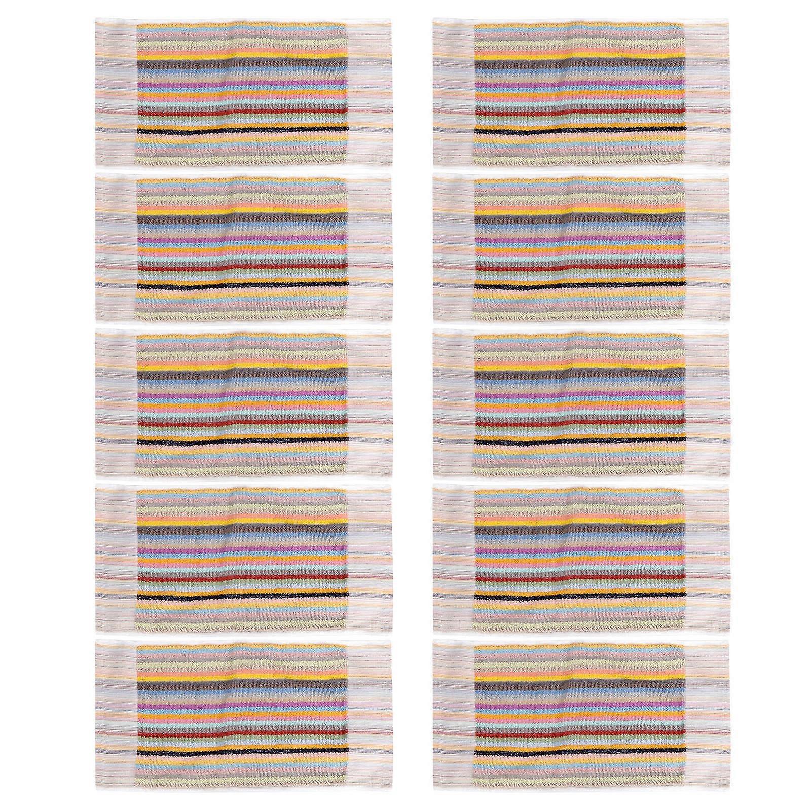 Clear Towel Stripe Pattern for Kitchen Use 10Pcs Set