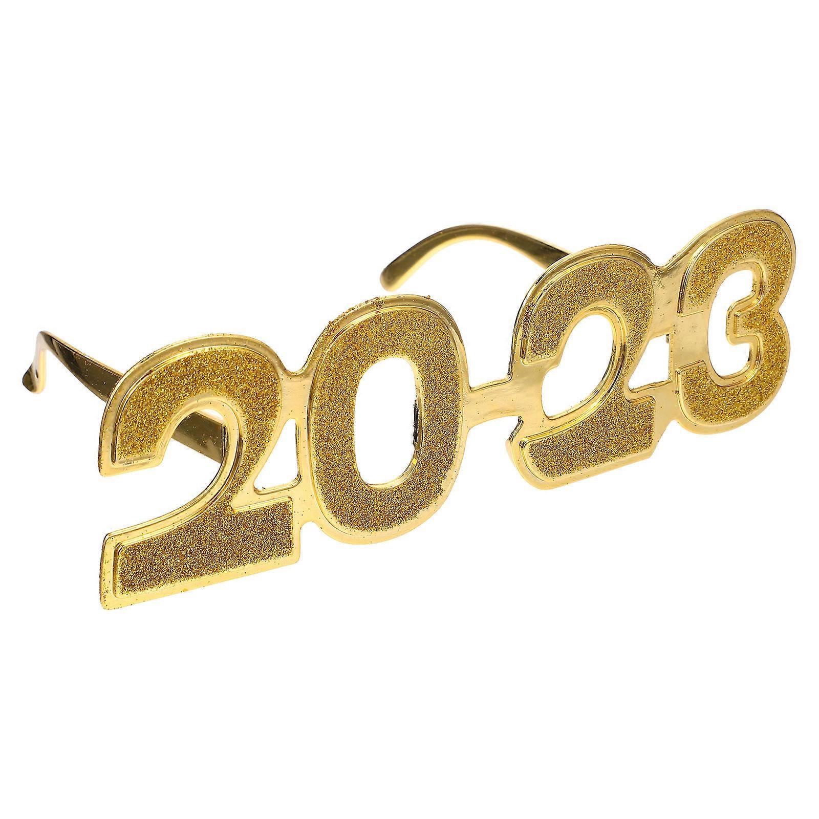 2023 New Year Glasses Number Design Glasses for Party Use 2Pairs Golden