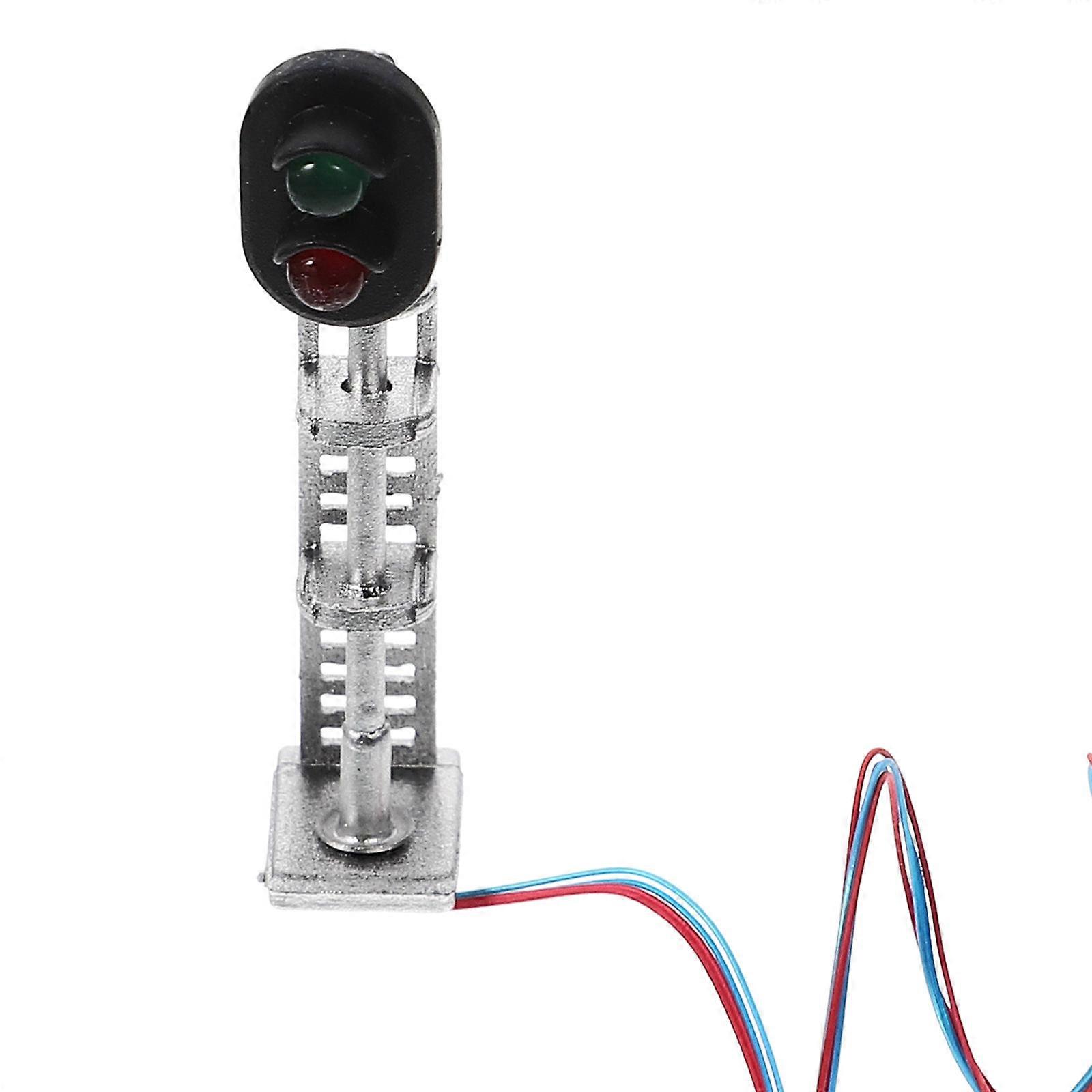 Miniature Traffic Light Model Signal Light for Decor 2Pcs Silver