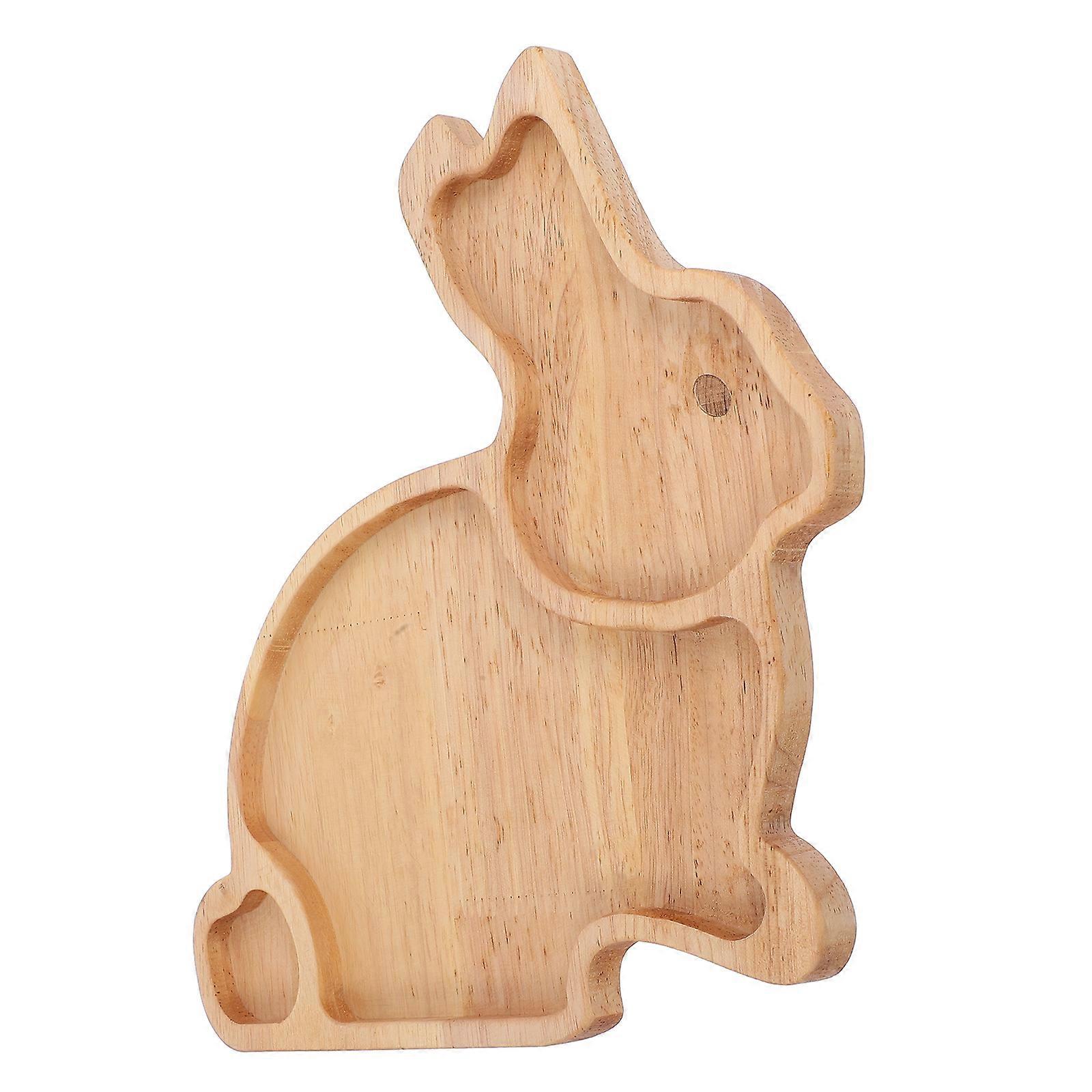 Khaki Wooden Tray for Serving 2Pcs Creative Easter Cartoon Shape Plates