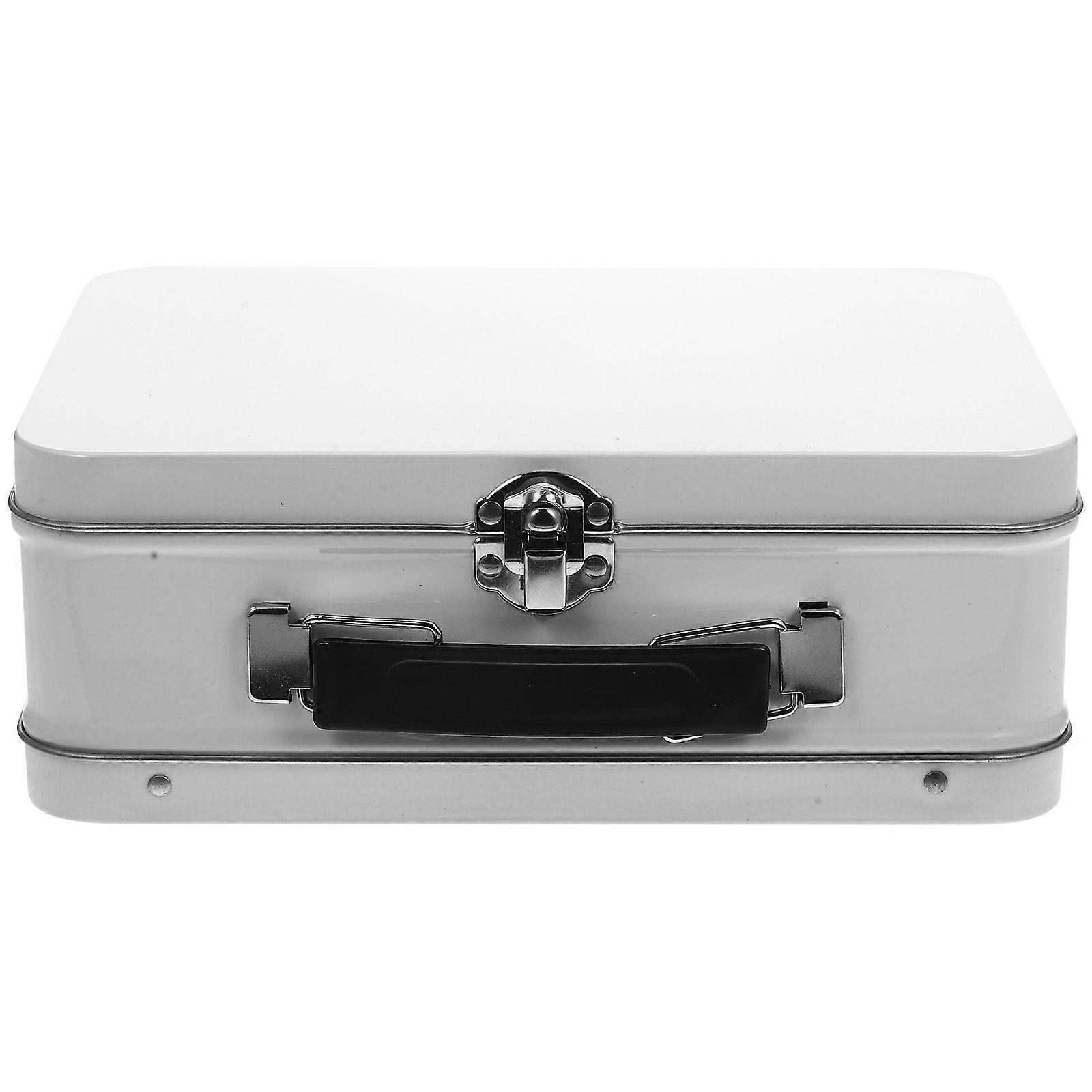 White Tinplate Trinket Storage Box for Jewelry 4Pcs Set with Handle