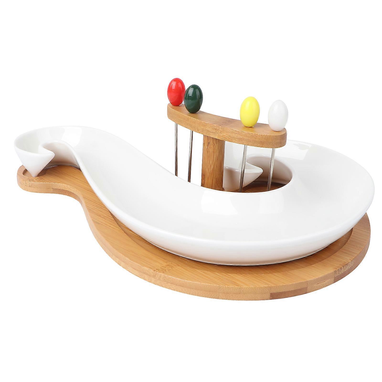 Ceramic Plate Snack Tray for Serving 2Pcs Designed for Dried Fruits and Nuts